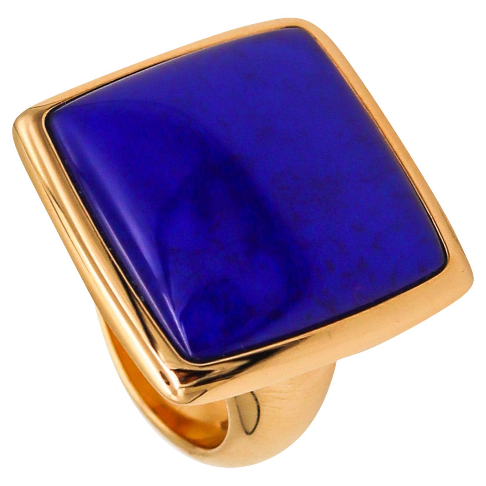 Vhernier Milano Sculptural Cocktail Ring in 18kt Yellow Gold with Lapis & Quartz For Sale