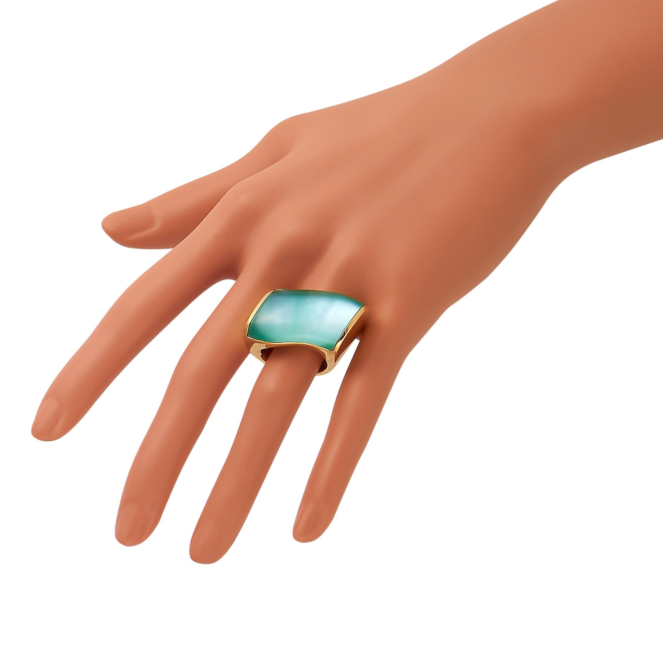 Women's Vhernier Onda Grande 18 Karat Rose Gold Pearl, Chrysoprase and Rock Crystal Ring