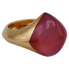 Vhernier Pan Di Zucchero Gold Red Carnelian Rock Crystal Ring