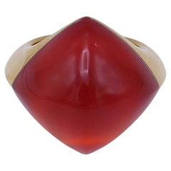 Vhernier Pan Di Zucchero Gold Red Carnelian Rock Crystal Ring