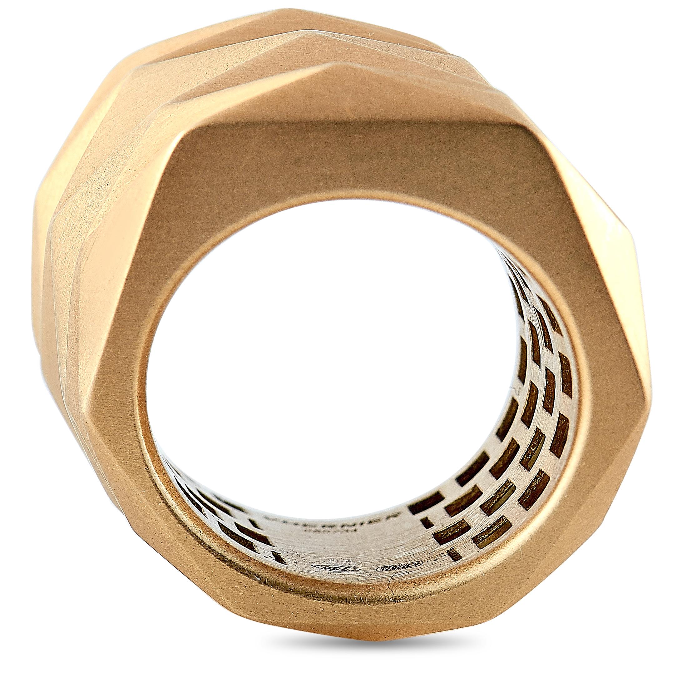 The Vhernier “Plissé” ring is made of satin-finished 18K rose gold and weighs 17 grams, boasting band thickness of 12 mm and top height of 4 mm.
Ring Size: 5.5

This item is offered in brand new condition and includes the manufacturer’s box.