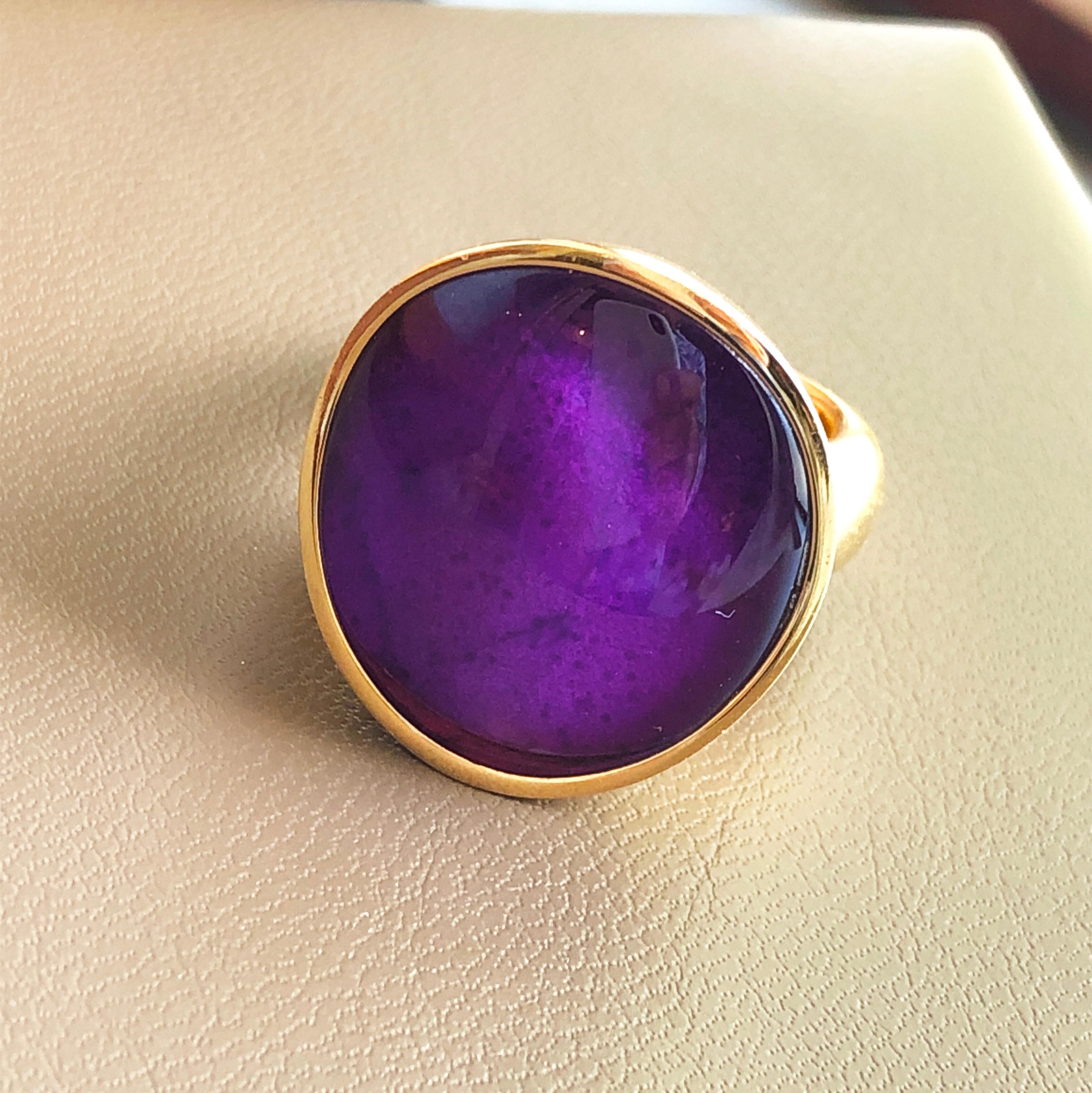 Vhernier Rare Sugilite Rock Cystal Giotto Collection Yellow Gold Cocktail Ring 1