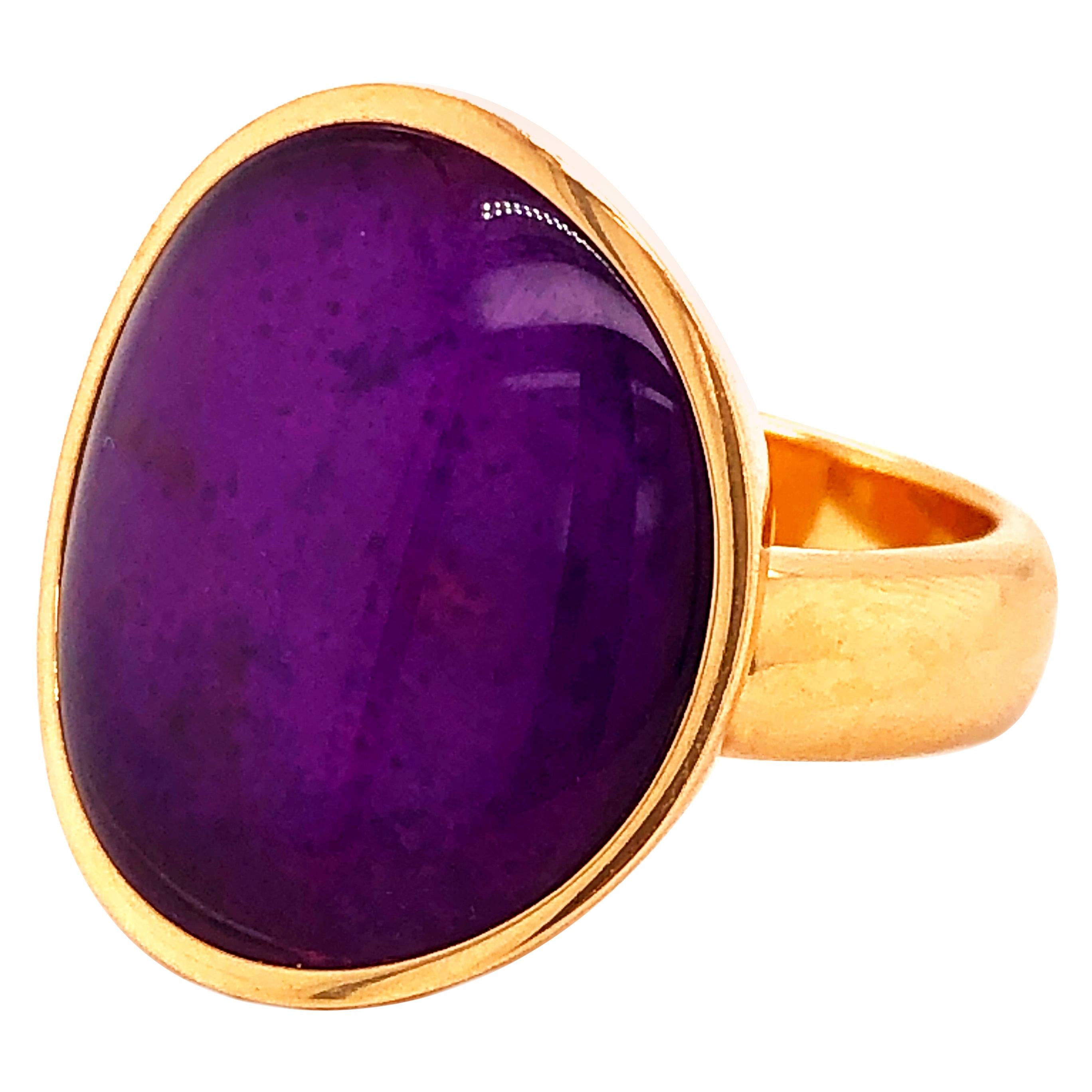 Vhernier Rare Sugilite Rock Cystal Giotto Collection Yellow Gold Cocktail Ring