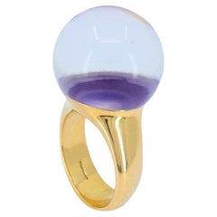 Vhernier Re Sole Gold Ring Purple Sugilite Rock Crystal Estate Jewelry Italy