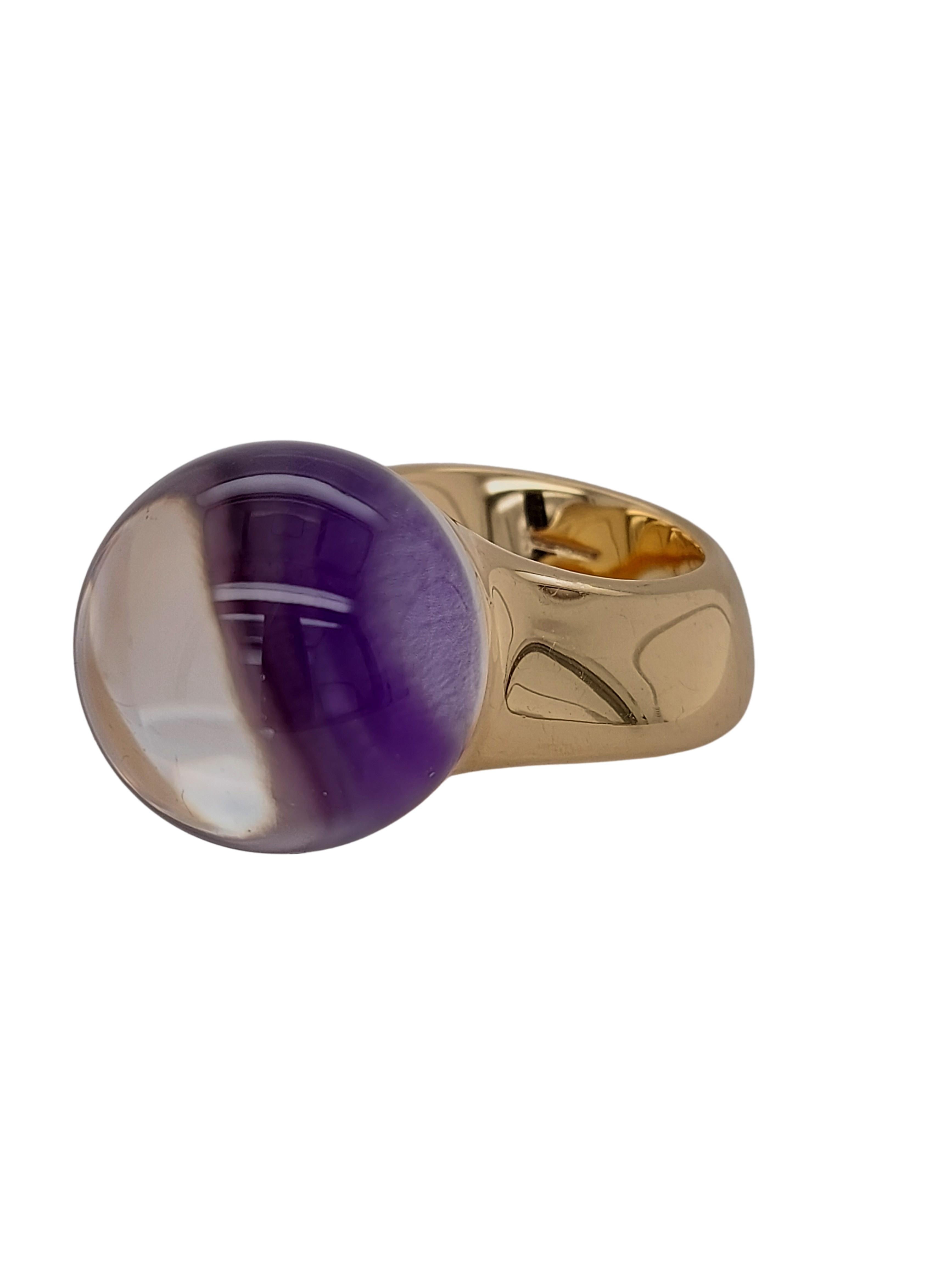 Wonderfully designed Vhernier - Re Sole 18kt Gold Ring with Purple Sugilite and Rock crystal stone

Can be bought together with LU1752212615682 and be worn together.

Stone: Sugilite and rock crystal, Diameter 21 mm 
 
Material: 18kt pink gold
