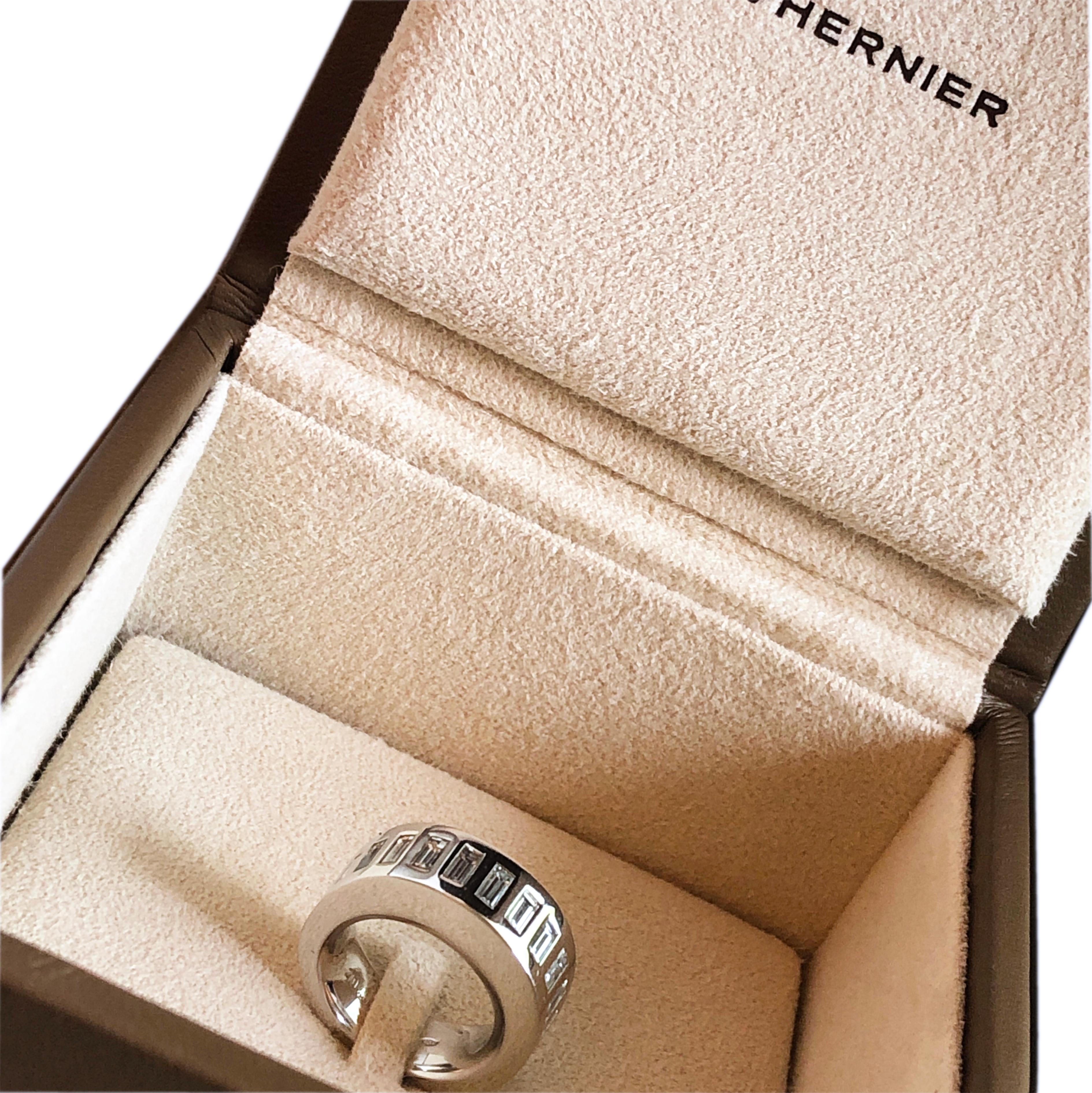 Vhernier Rewind Collection White Diamond Baguette Eternity Engagement Ring For Sale 7