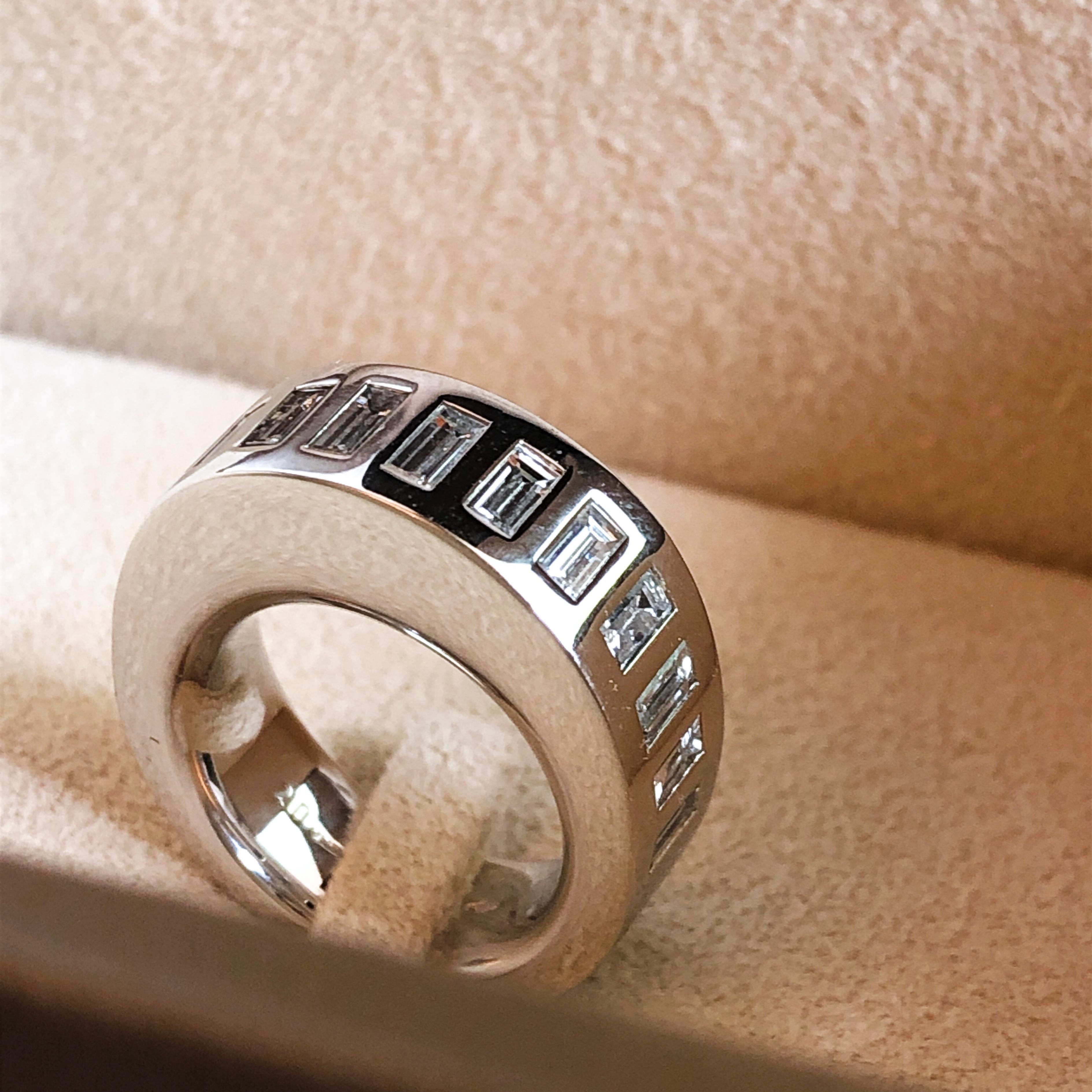 Vhernier Rewind Collection White Diamond Baguette Eternity Engagement Ring For Sale 8