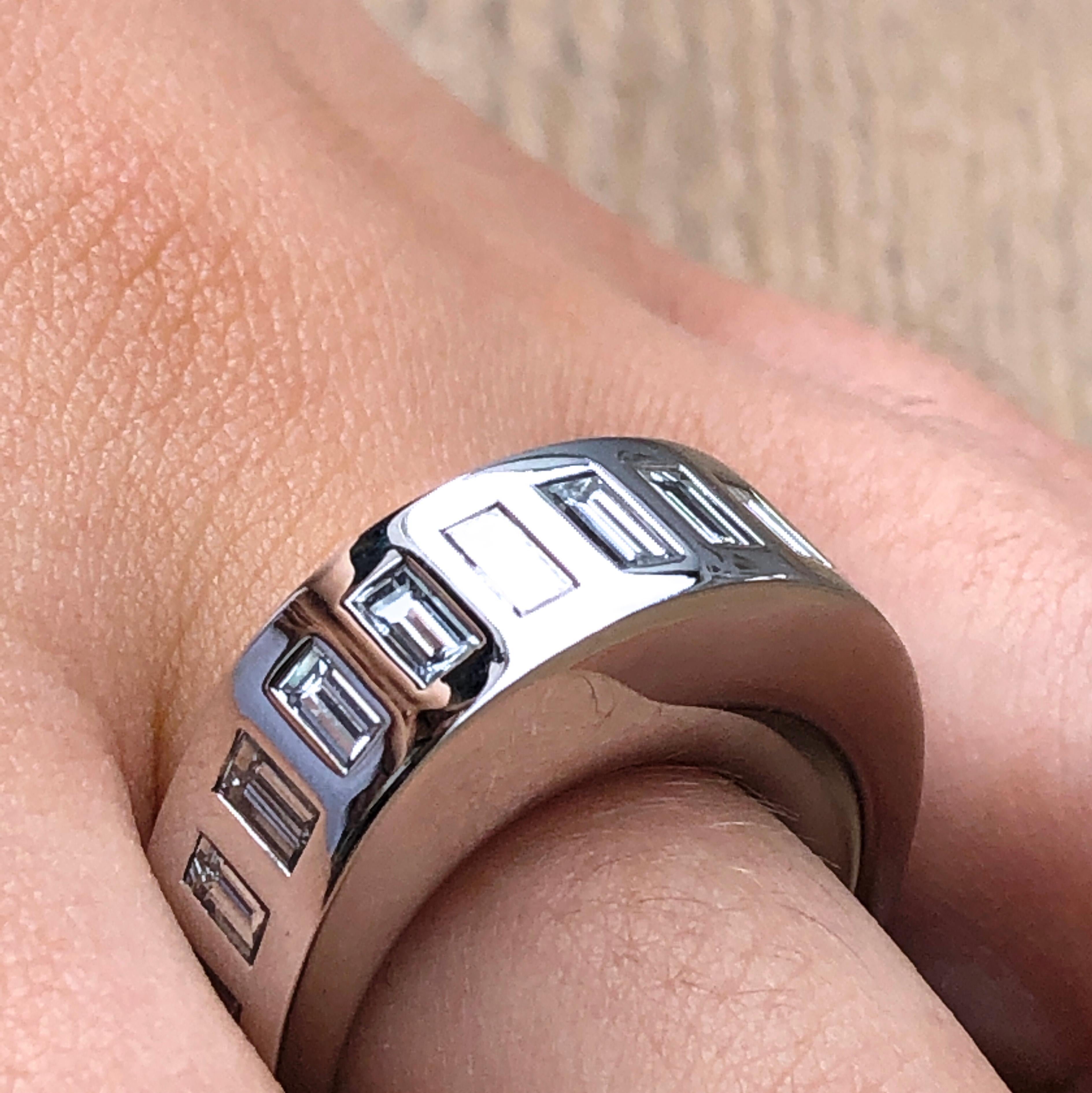 Women's or Men's Vhernier Rewind Collection White Diamond Baguette Eternity Engagement Ring For Sale