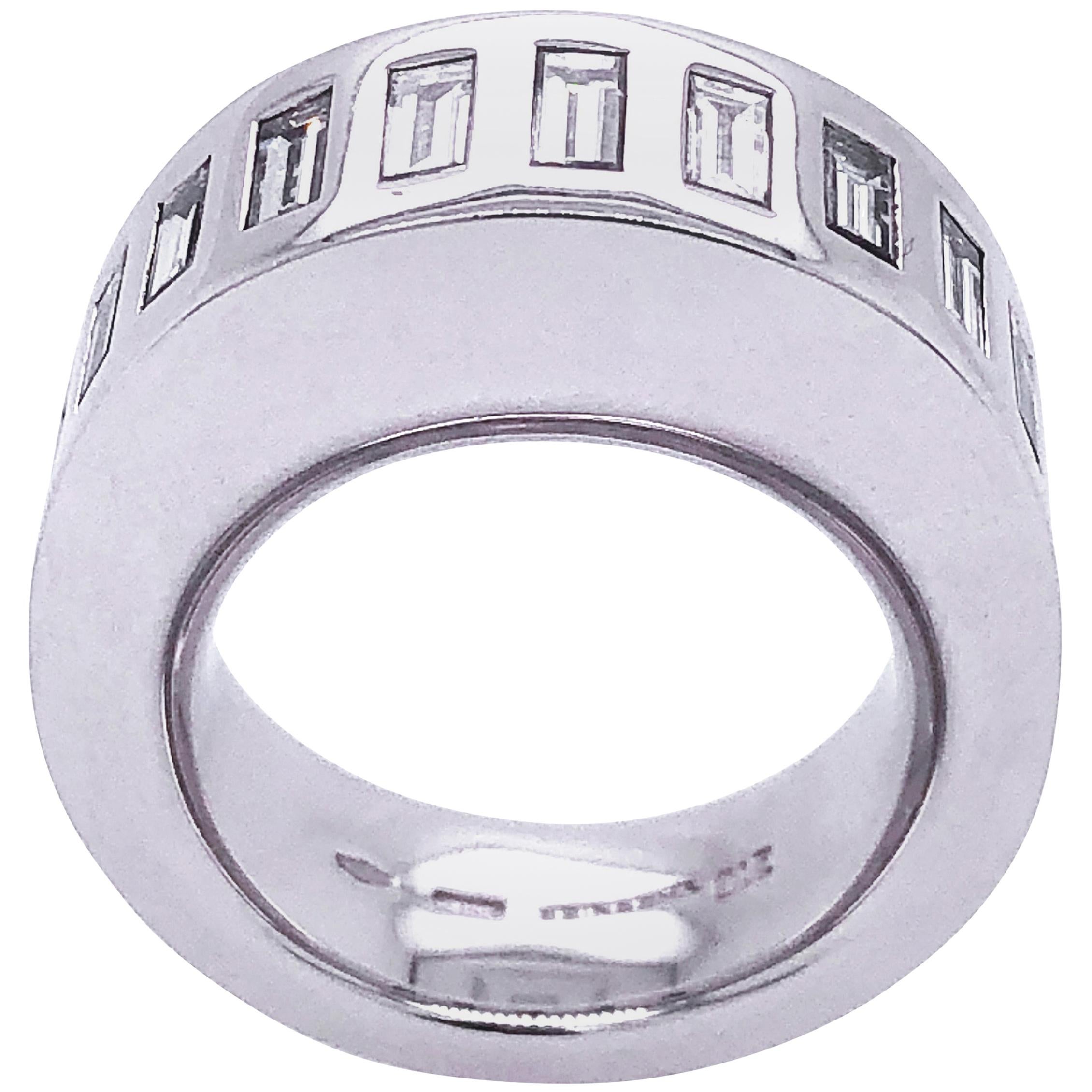 Vhernier Rewind Collection White Diamond Baguette Eternity Engagement Ring For Sale