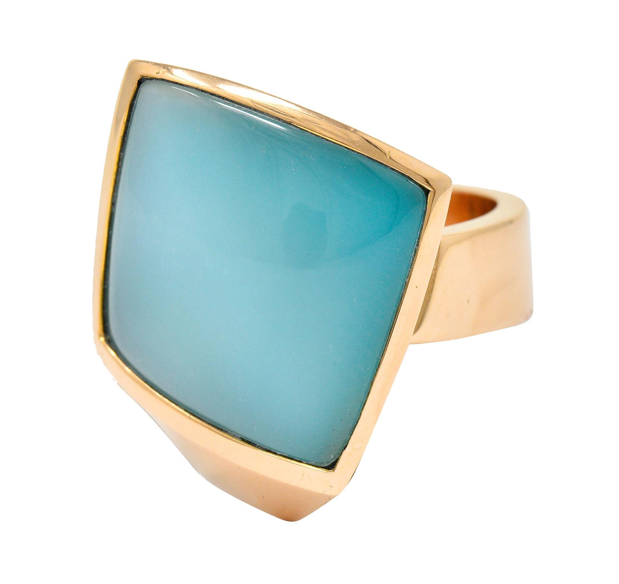 Vhernier Rock Crystal Quartz Turquoise 18 Karat Rose Gold Plateau Ring 1