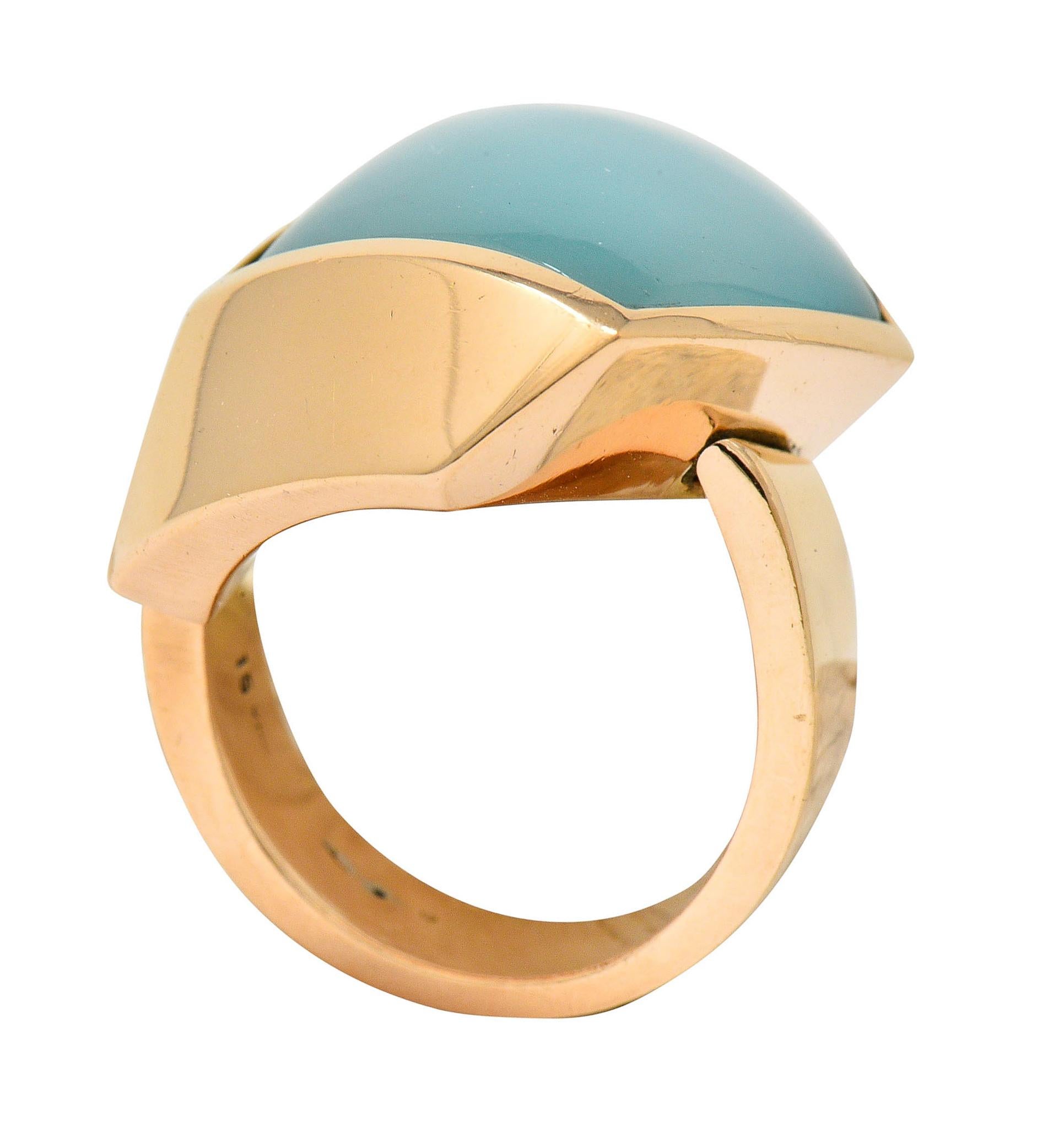 Vhernier Rock Crystal Quartz Turquoise 18 Karat Rose Gold Plateau Ring 2