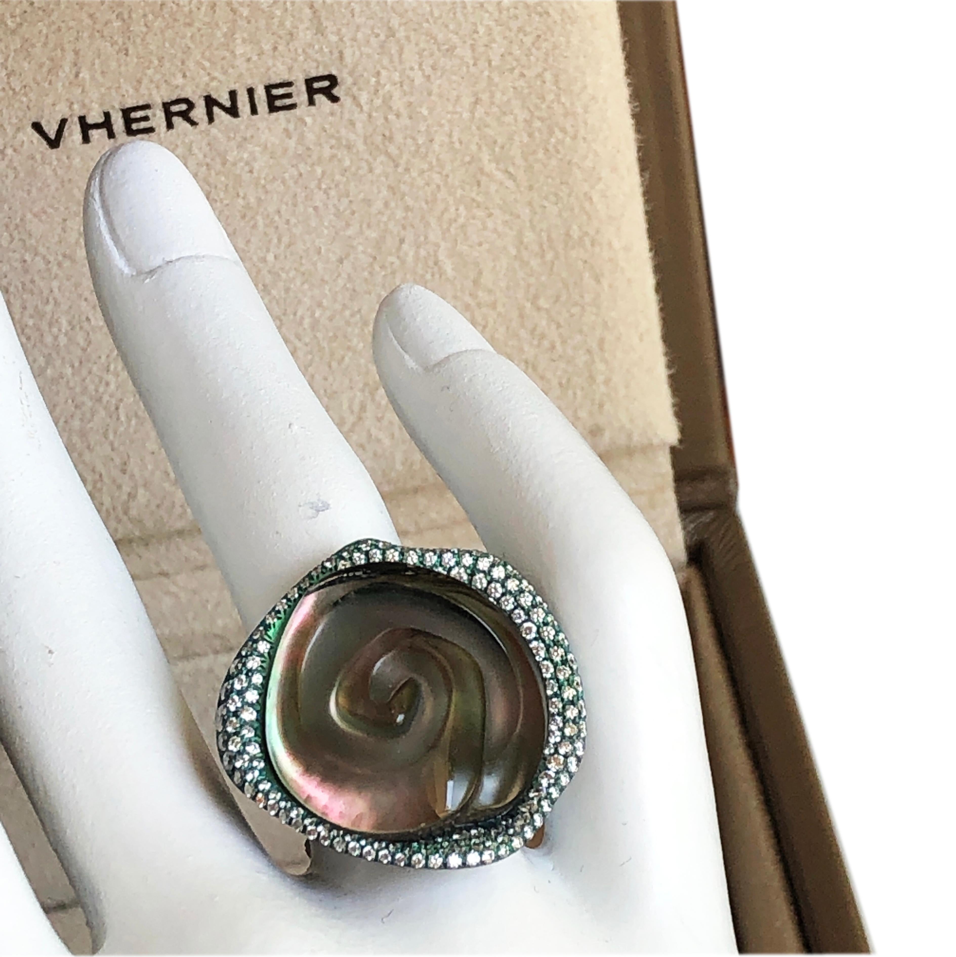 Vhernier Rosa Collection Titanium White Diamond Cocktail Ring 6