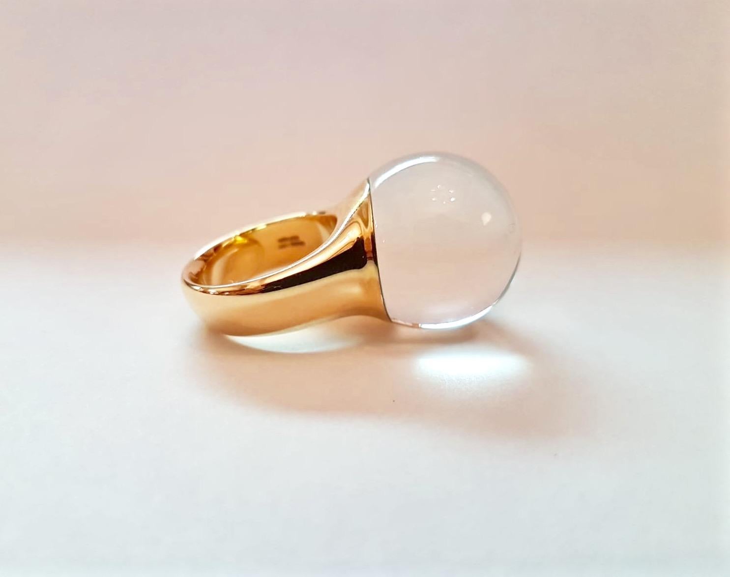 Contemporary Vhernier Rose Gold Rock Crystal Turquoise Mother of Pearl Ring For Sale