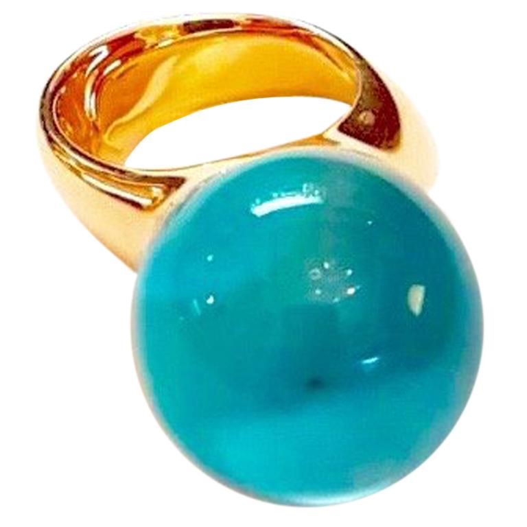 Vhernier Rose Gold Rock Crystal Turquoise Mother of Pearl Ring For Sale