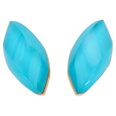 Vhernier turquoise rock crystal 18k yellow gold Aladino earclips