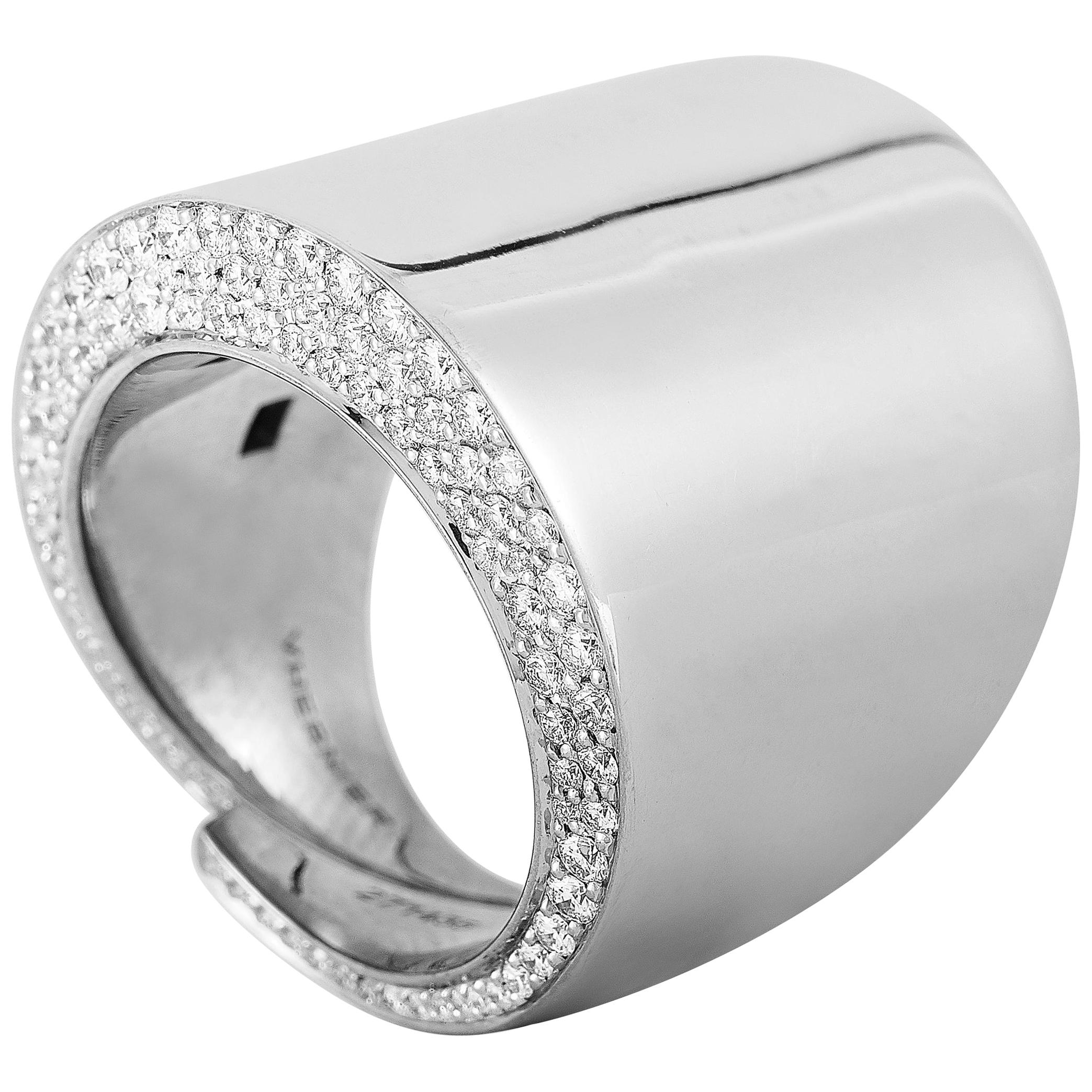 Vhernier Vague Grande 18 Karat White Gold 1.78 Carat Diamond Ring