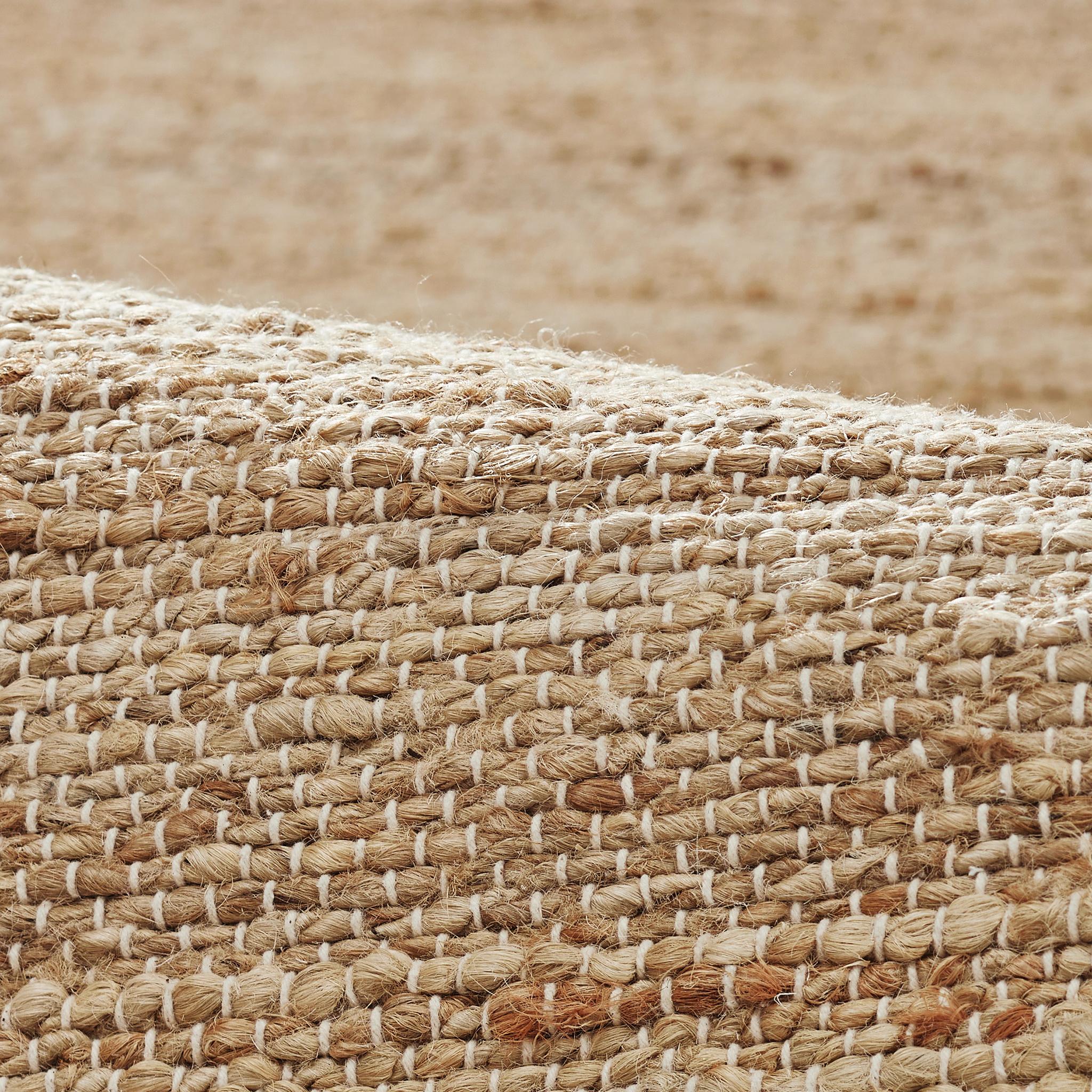 Via 6x9ft natürlichen 100 Handspun Jute ikonischen Grenze Design Luxus handgewebten Teppich im Zustand „Neu“ im Angebot in New York, NY