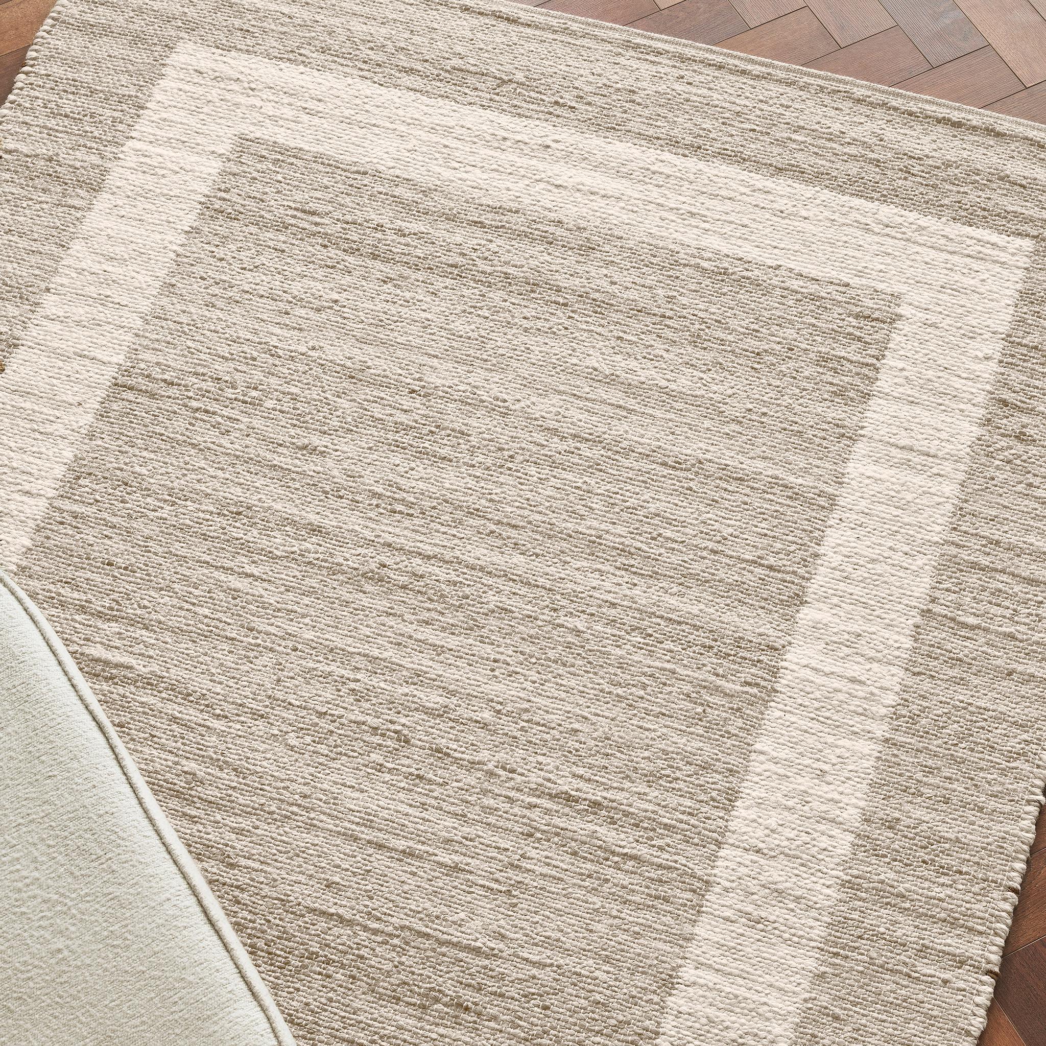 Via 8x10ft Asche 100 Handspun Jute ikonischen Grenze Design Luxus handgewebten Teppich (Indisch) im Angebot
