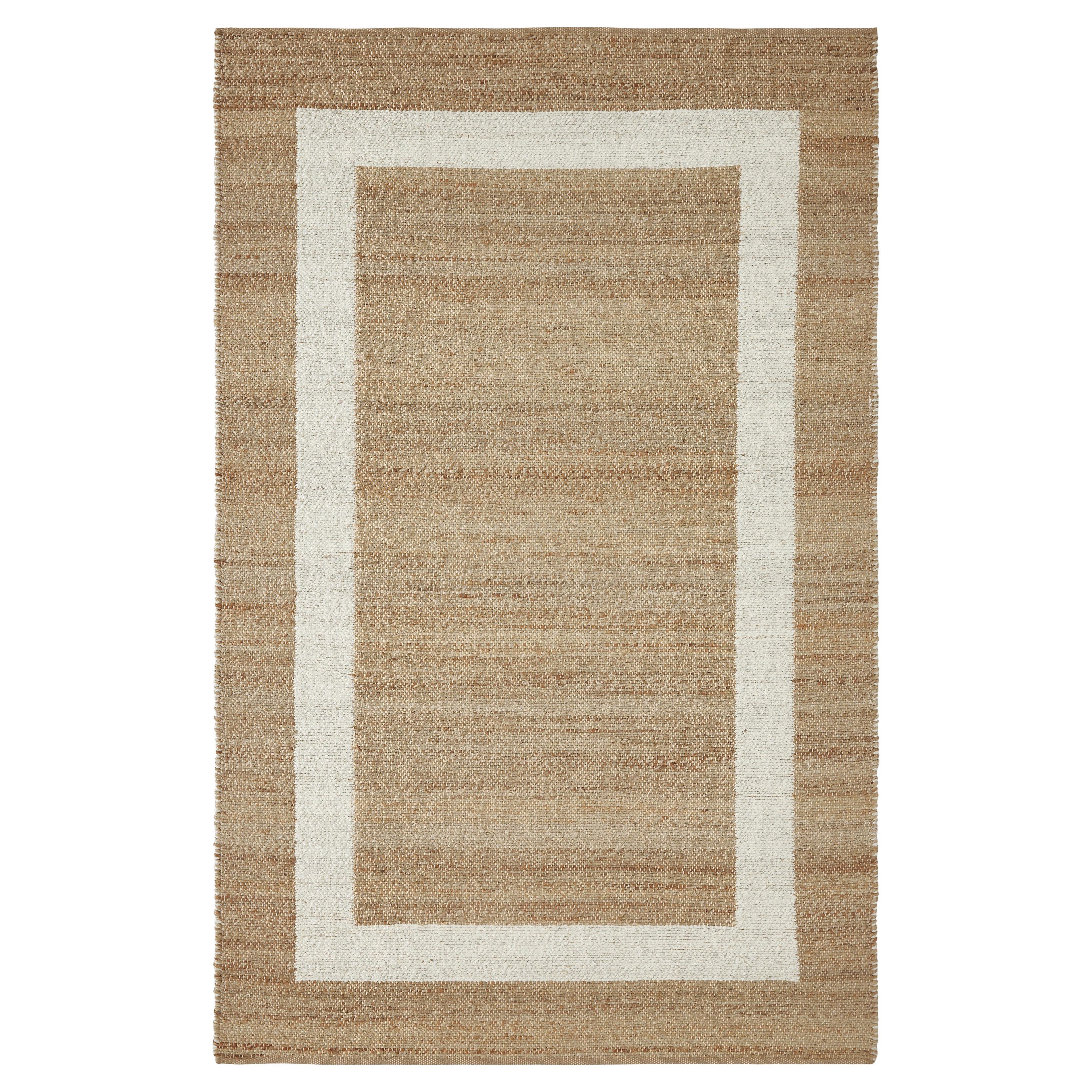 Via 8x10ft natural 100 Handspun jute iconic border design luxury handwoven rug