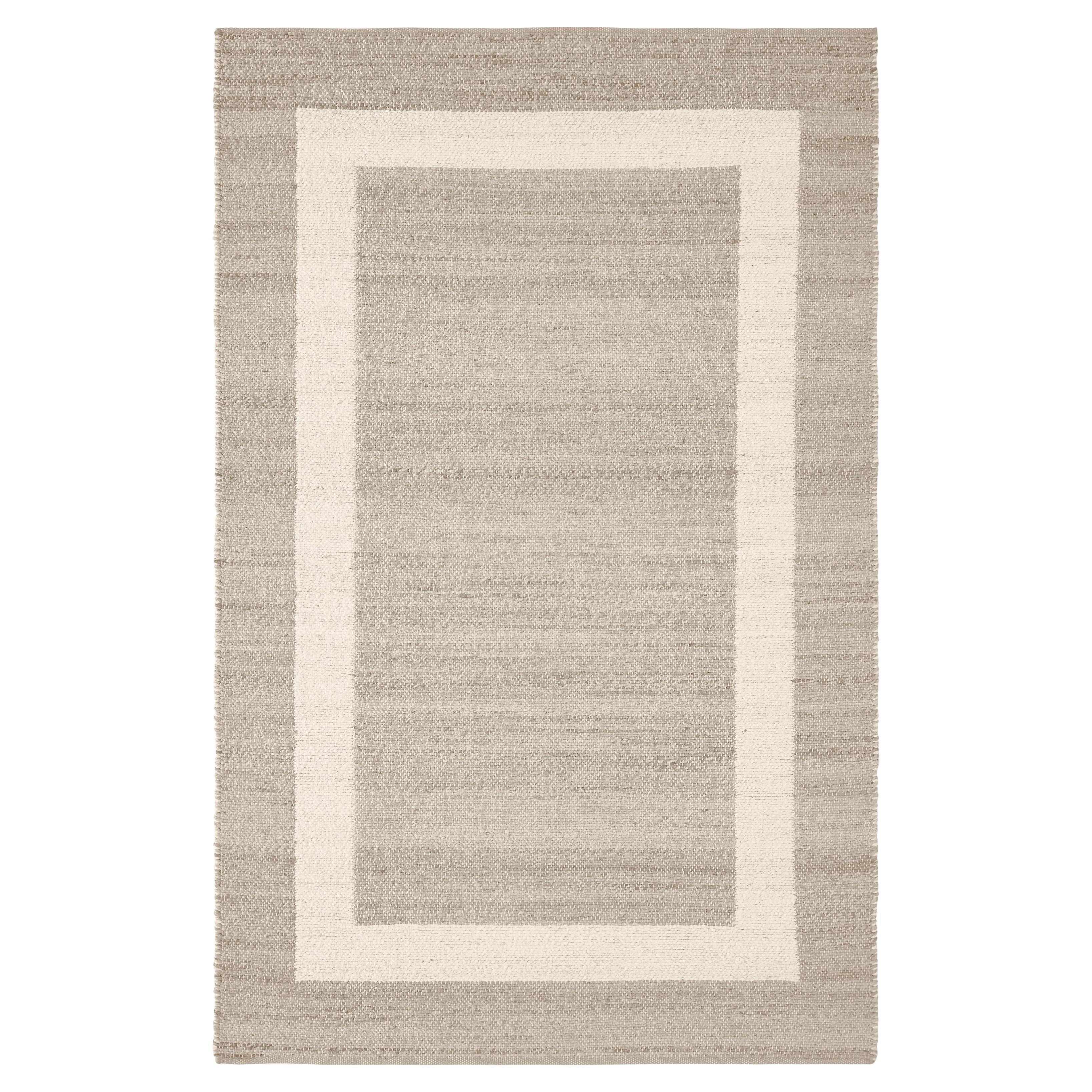 Via 9x12ft Asche 100 Handspun Jute ikonischen Grenze Design Luxus handgewebten Teppich im Angebot