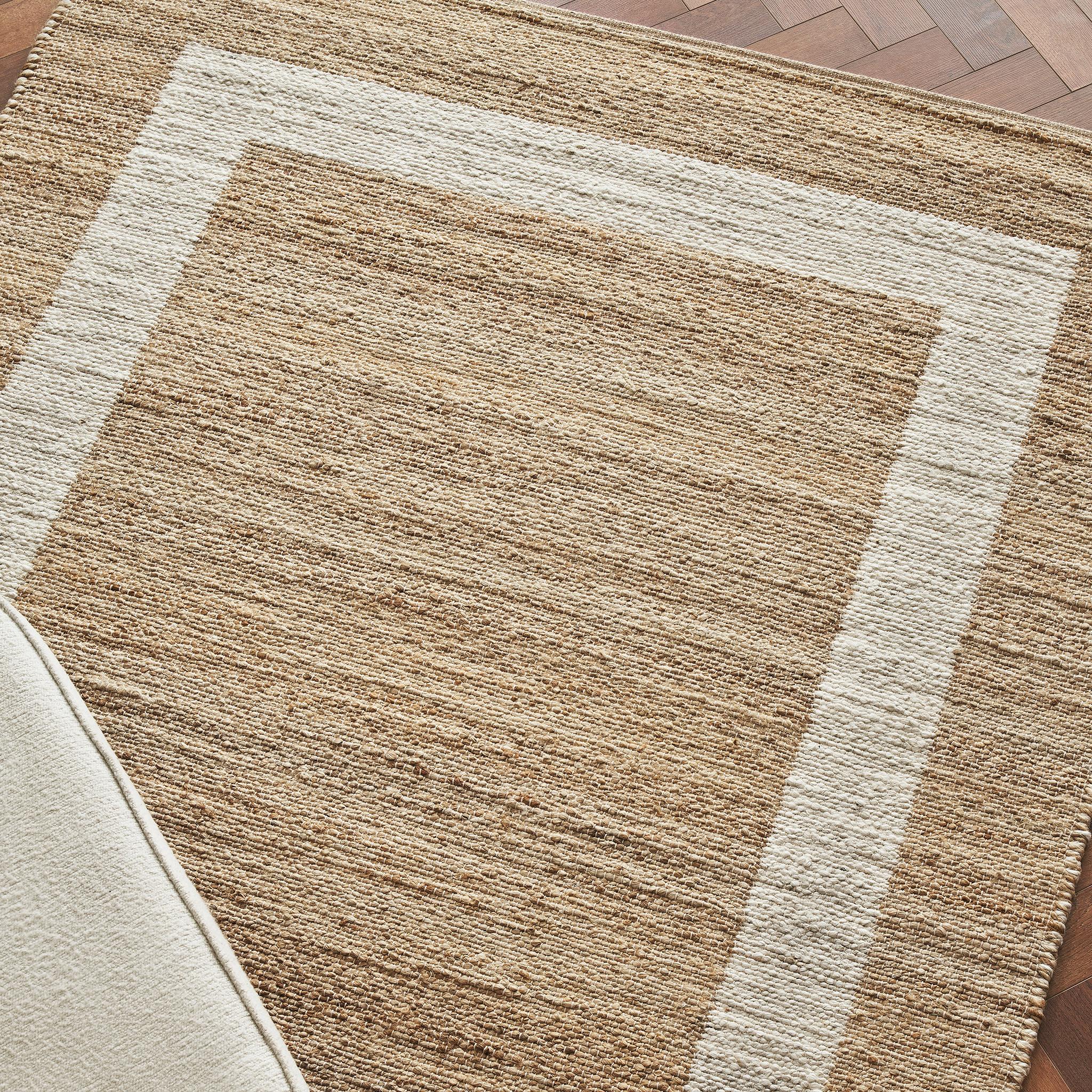 Via 9x12ft natural 100 Handspun yute diseño icónico borde alfombra de lujo tejida a mano Indio en venta