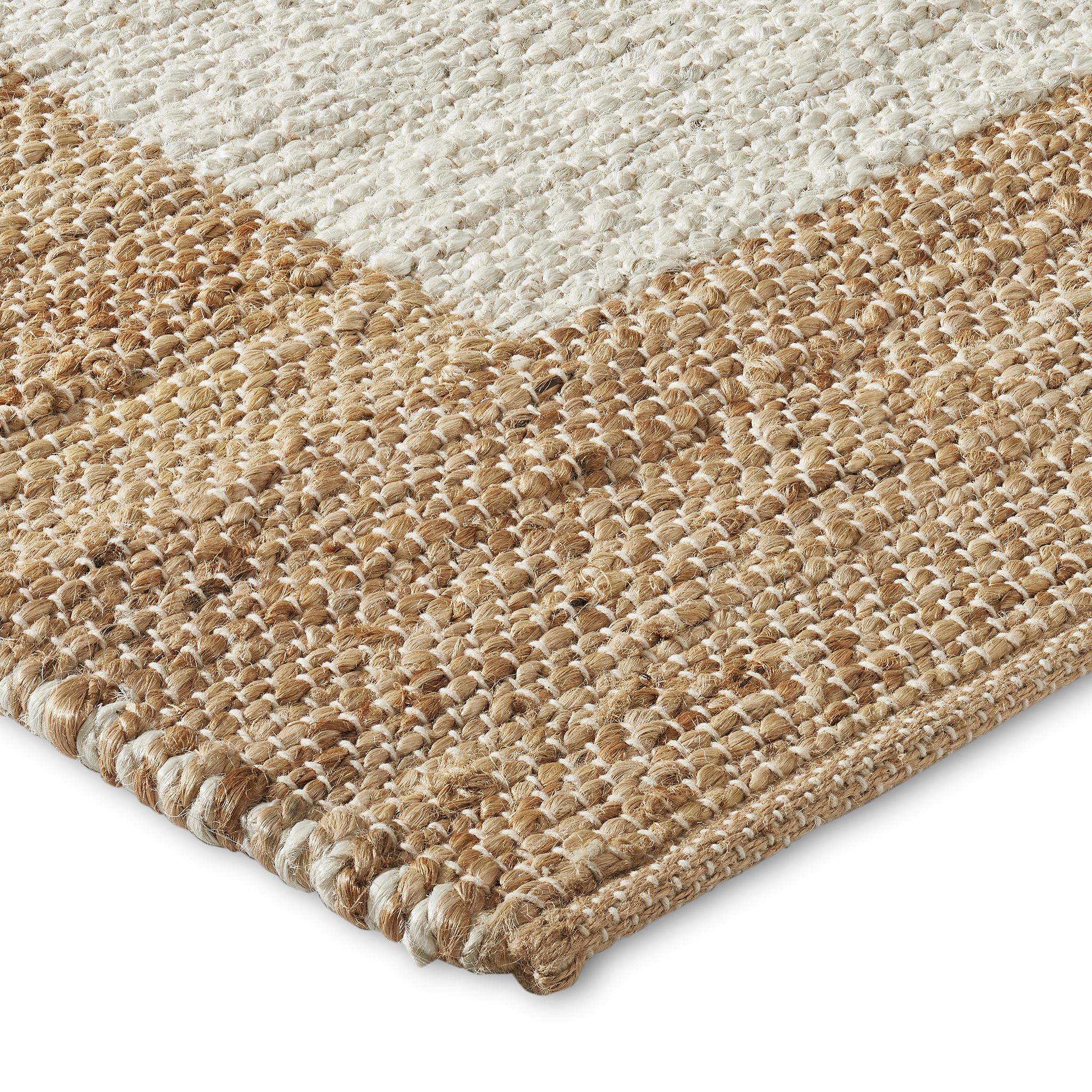 Via 9x12ft natural 100 Handspun yute diseño icónico borde alfombra de lujo tejida a mano Yute en venta