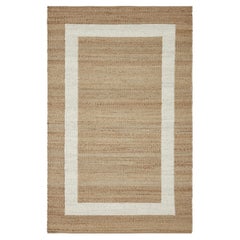 Via 9x12ft natural 100 Handspun jute iconic border design luxury handwoven rug (tapis tissé à la main de luxe)
