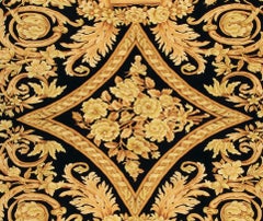 VIA COMO 'Barocco' Hand Knotted Fine Wool Rug 9x12 ft RARE Extra Fine Gold/Black