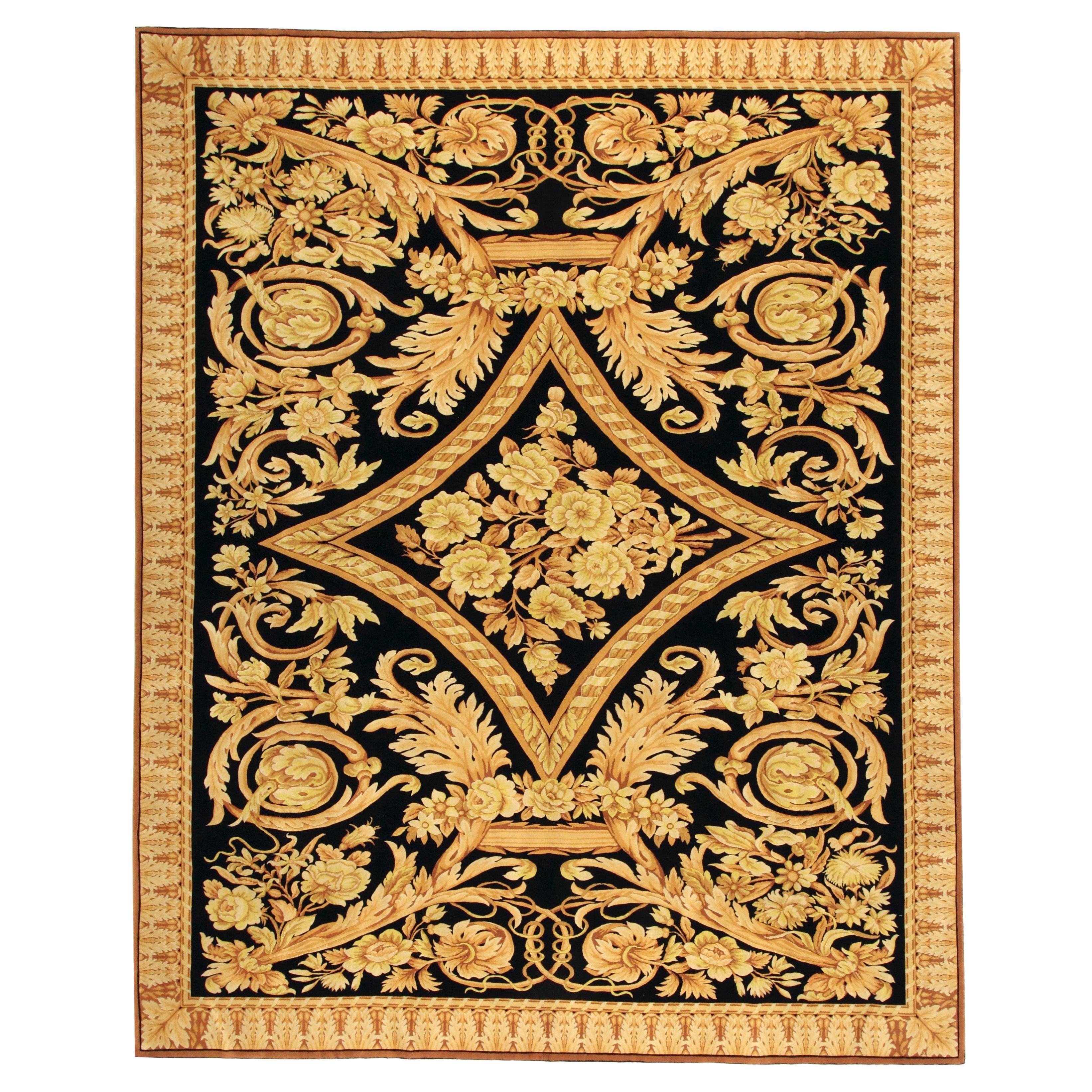 Via Como, 'Barocco' Rug Wool and Silk Hand Knotted Rug  For Sale