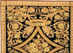 VIA COMO 'Barocco' Hand Knotted Fine Wool Rug 8x10 ft RARE Extra Fine Gold/Black