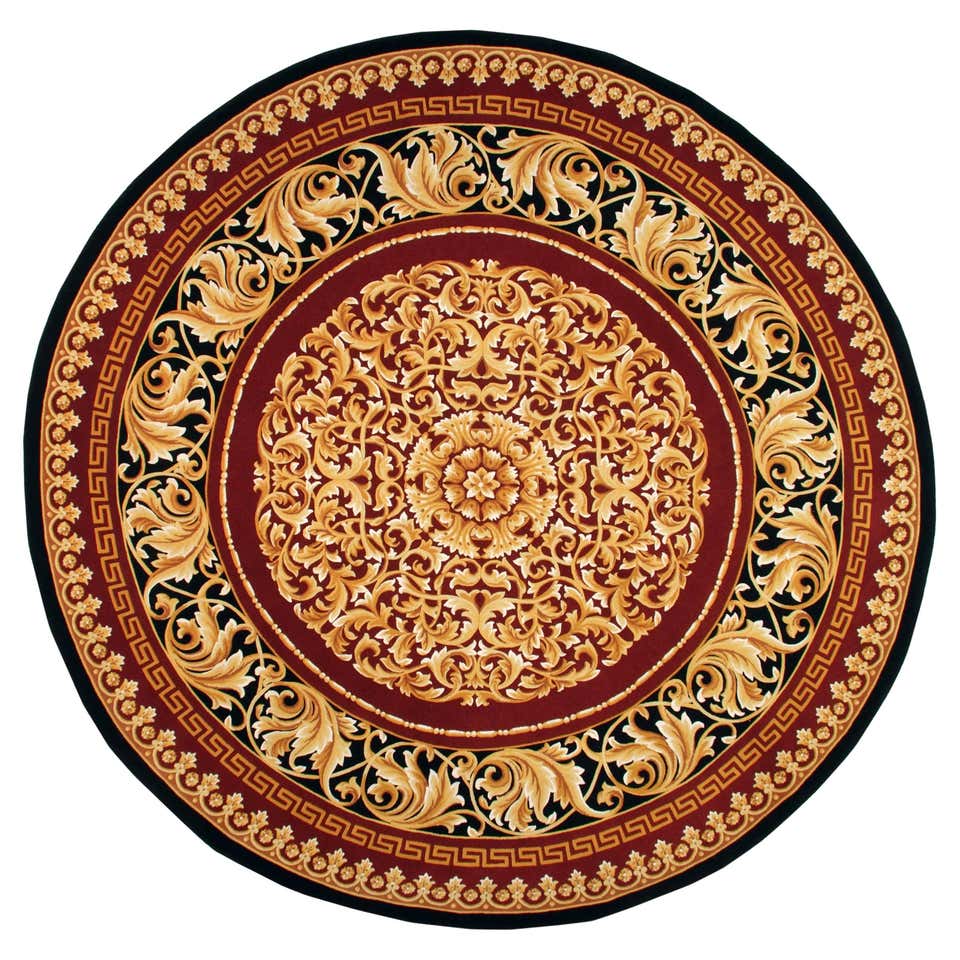 Round Baroque Rug VIA COMO, 'Baroque' Rug Carpet Wool Silk Hand Knotted 6' 7