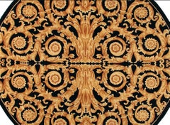 VIA COMO, 'Baroque' Rug Carpet Wool Silk Hand Knotted 6' 7" x 6' 7" ft Round