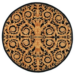 VIA COMO, 'Baroque' Rug Carpet Wool Silk Hand Knotted 6' 7" x 6' 7" ft Round