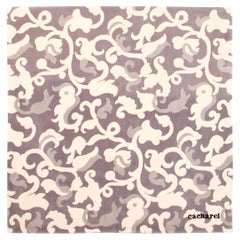 VIA COMO, Cacharels, Tapis moderne gris blanc Paisley carré 5'5"x5'5"