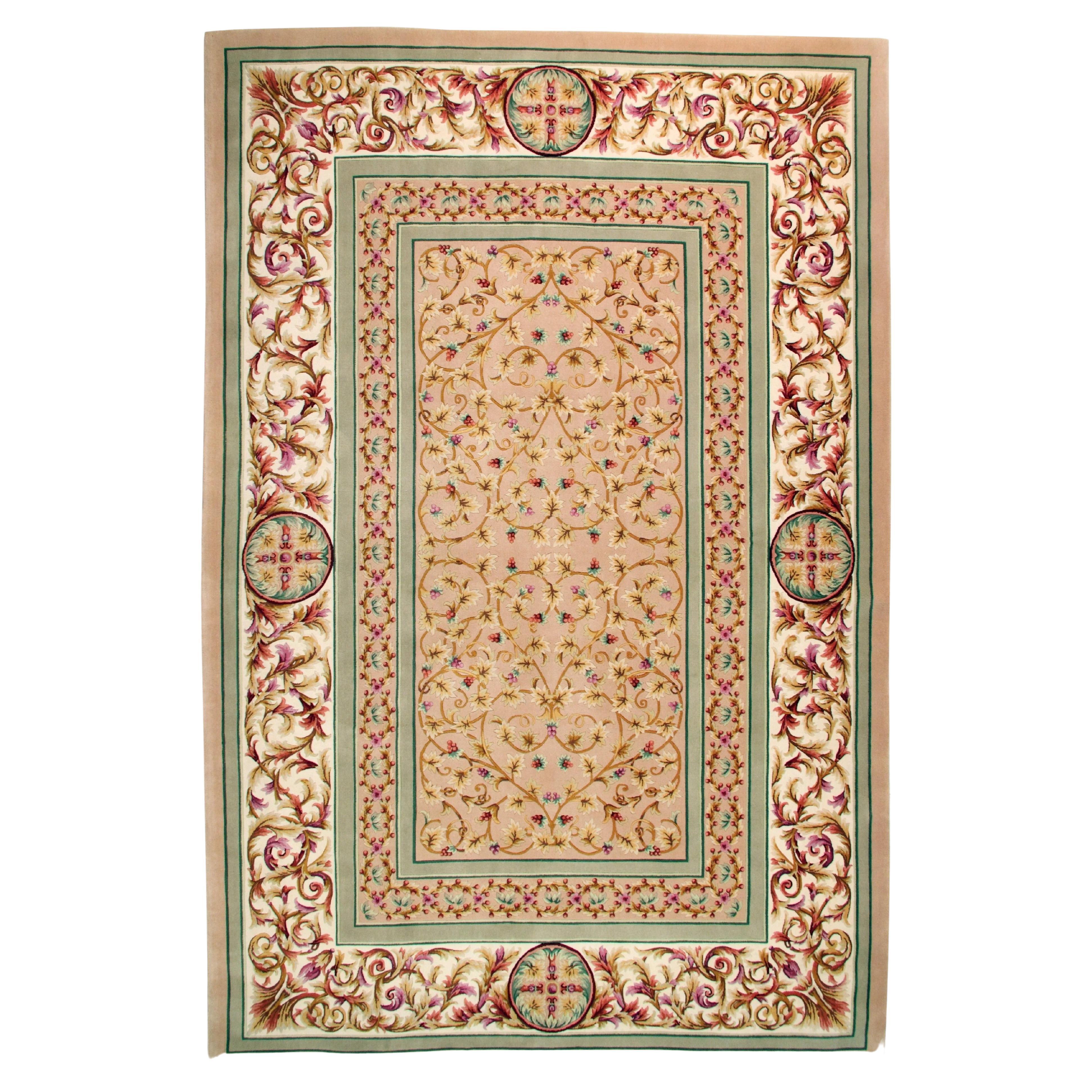 VIA COMO  'Chateau' Rug 6'7" x 9' 10" ft Hand Knotted Wool Silk Carpet Vintage