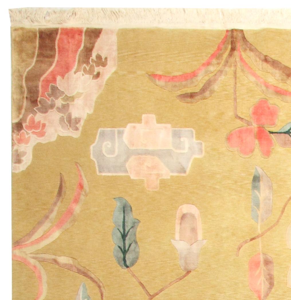 VIA COMO 'Chinoiserie' Rug Chinese Art Deco Carpet 10' x 13' ft RARE Wool Silk In New Condition For Sale In Long Island, NY