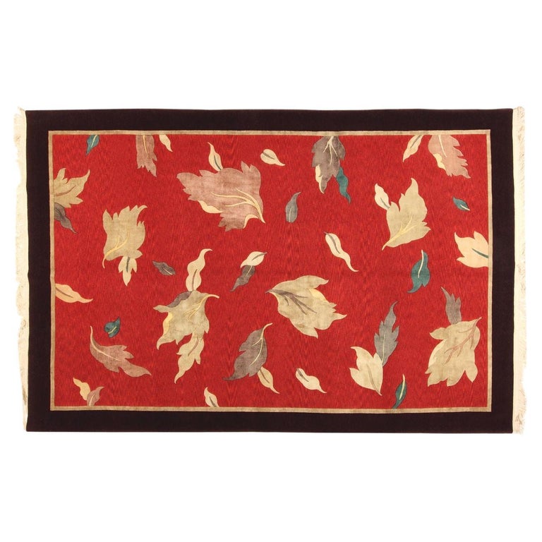 Falling Leaves Stickley Rug Via Como, 'Falling Leaves Red- Fine' Rug For Sale at 1stDibs