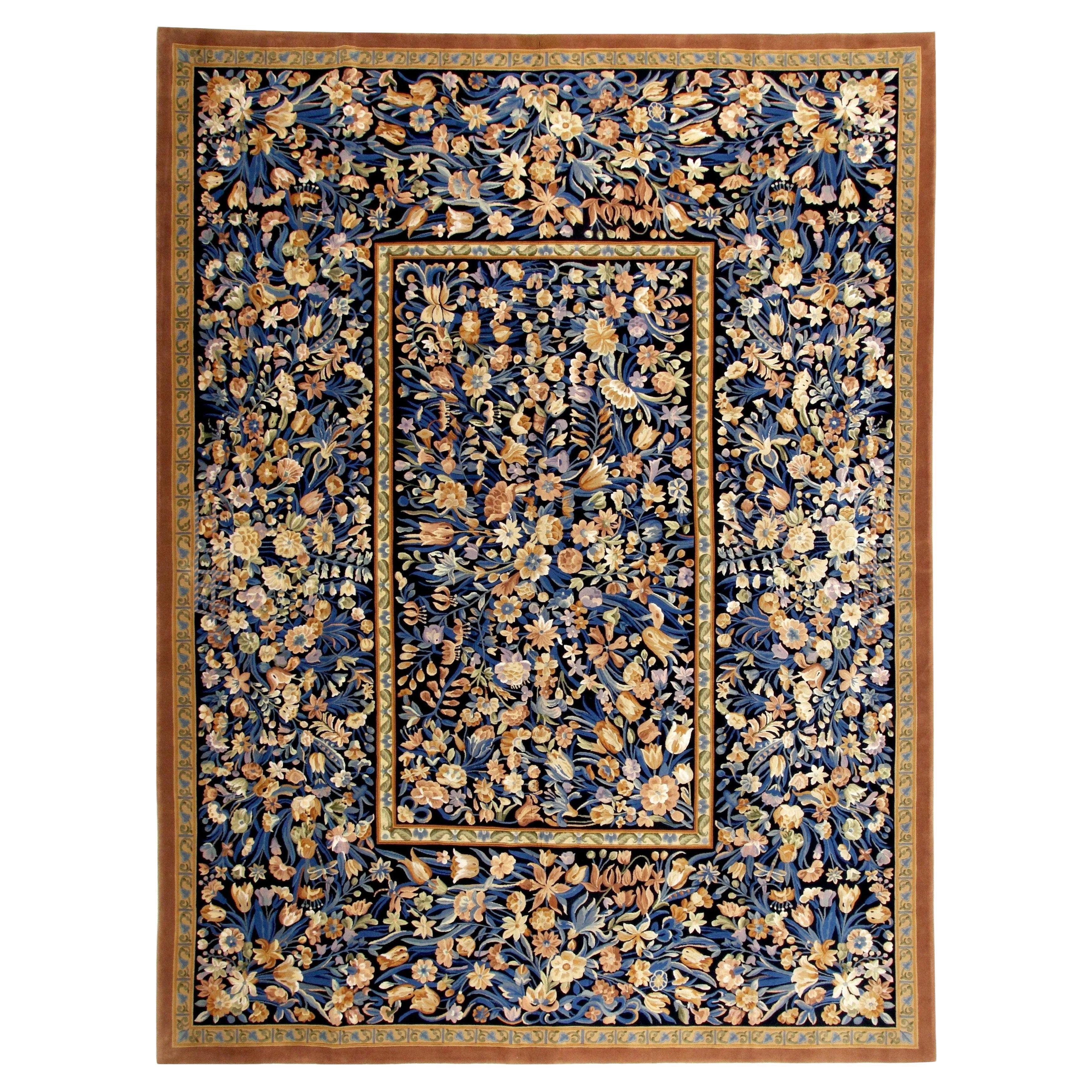 VIA COMO 'Il Giardino' Hand Knotted Wool and Silk Rug 9x12 ft RARE Extra Fine  For Sale