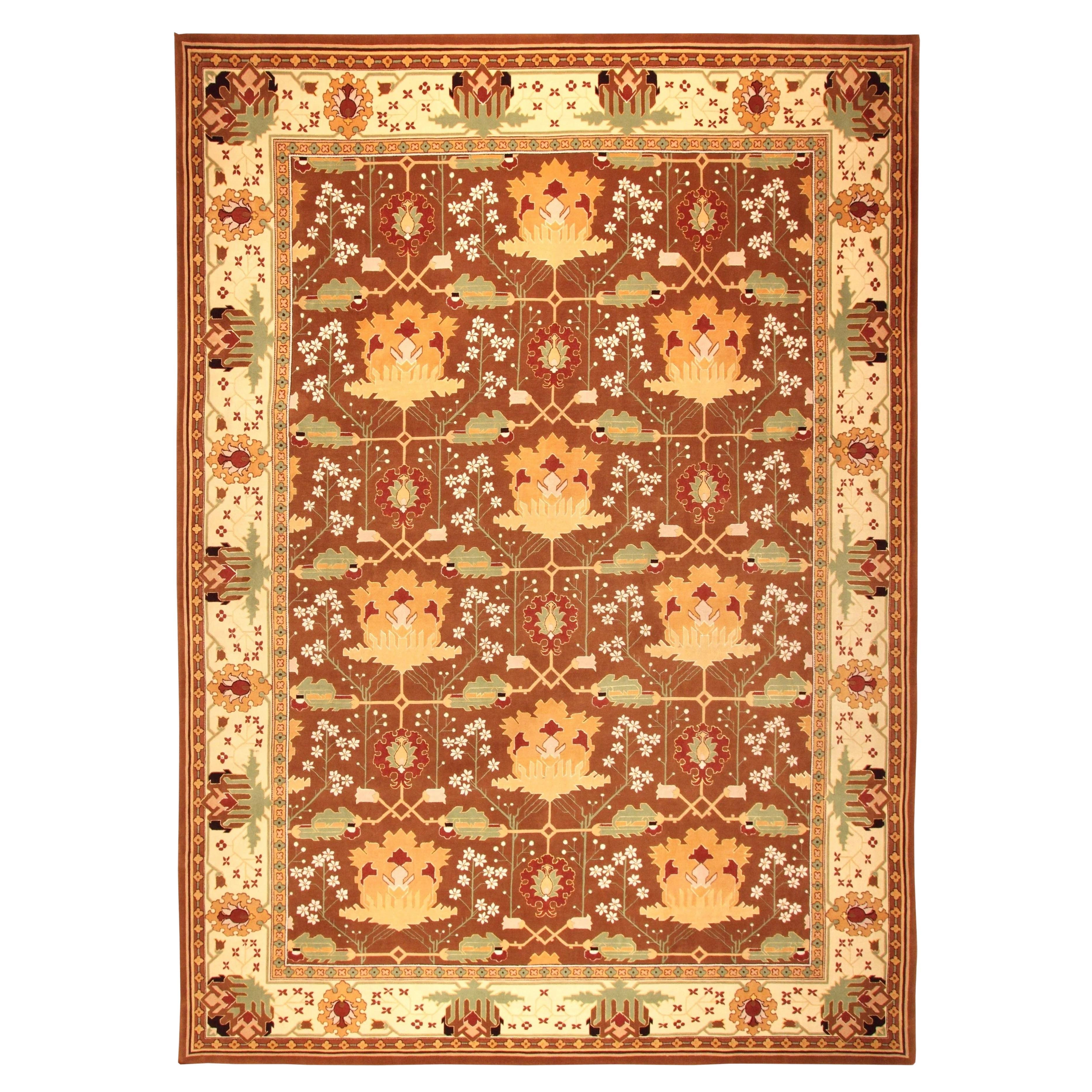 VIA COMO 'Japures Marr' Hand Knotted Wool&Silk Rug 10x14 ft One of a Kind Carpet For Sale