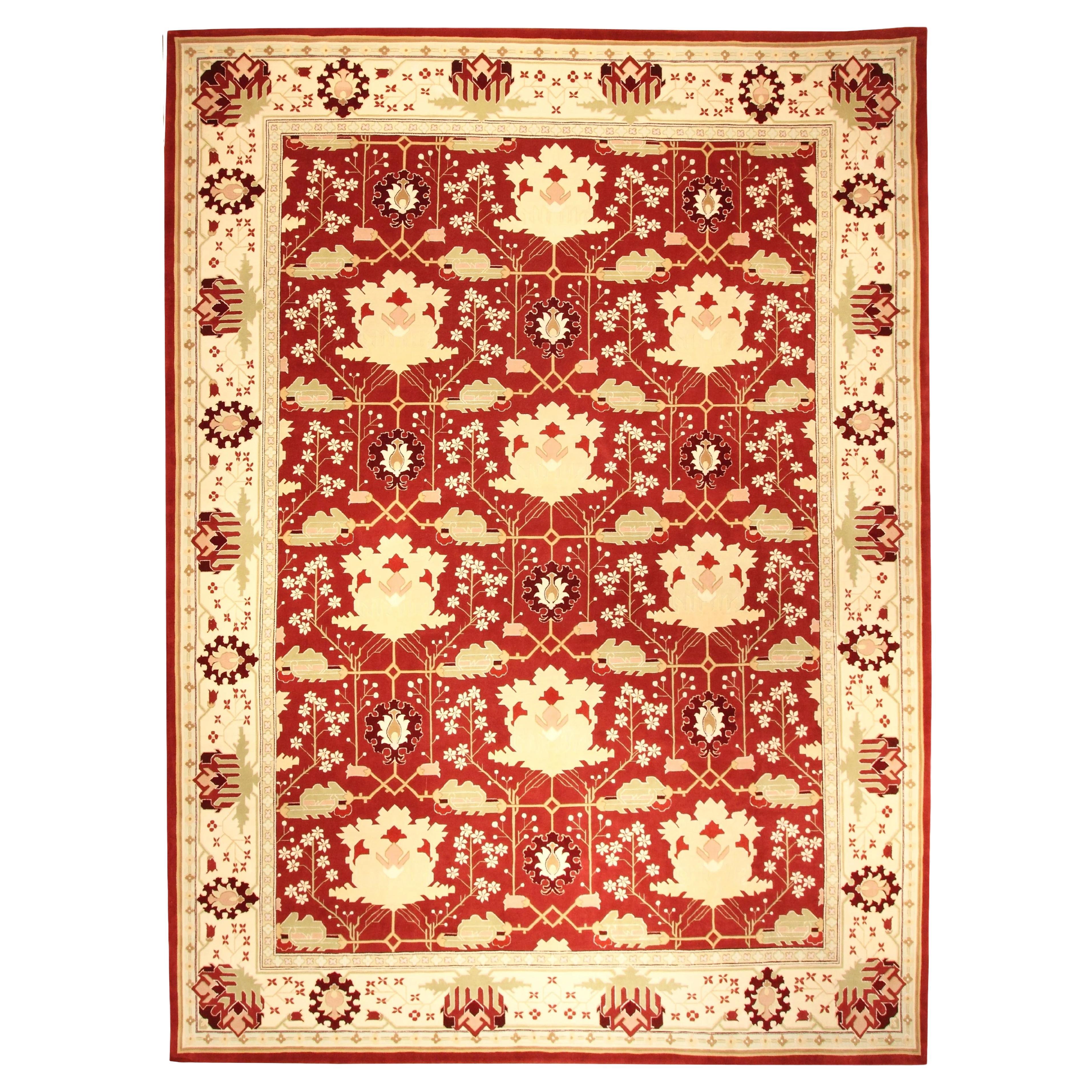 VIA COMO 'Japures' Hand Knotted Wool and Silk Rug 10x14 ft One of a Kind Carpet For Sale