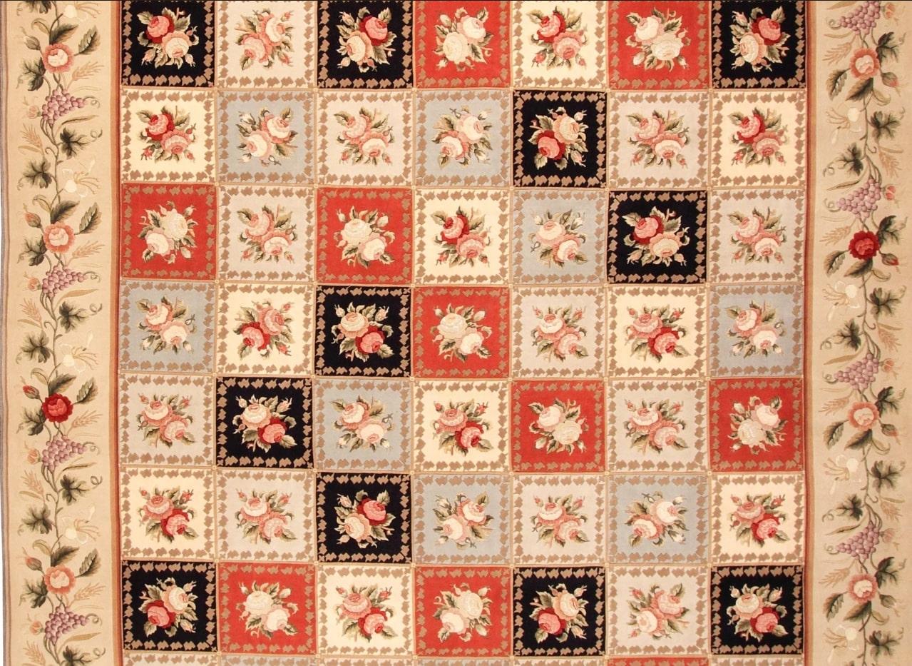 'Le Rose Colorais' Rug - Size 10' x 14'
Material: 85% Wool - 15% Silk

It is a one-of-a-kind rug and a rare piece. A truly remarkable work of art. This rug has been hand-knotted with the finest New Zealand Wool by skilled artisans, using a centuries