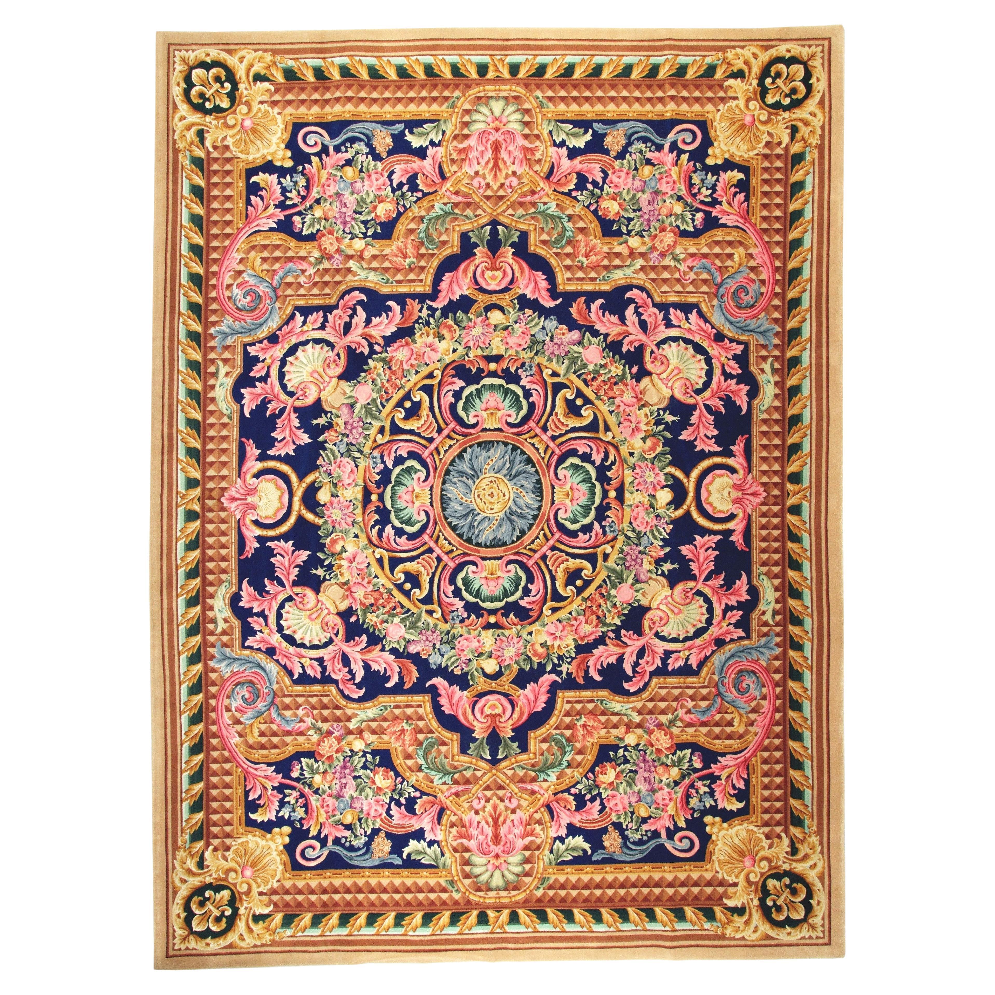 VIA COMO 'Royal Palace Blue' Rug 10x13 ft Wool & Silk Rug Carpet One of a Kind  For Sale
