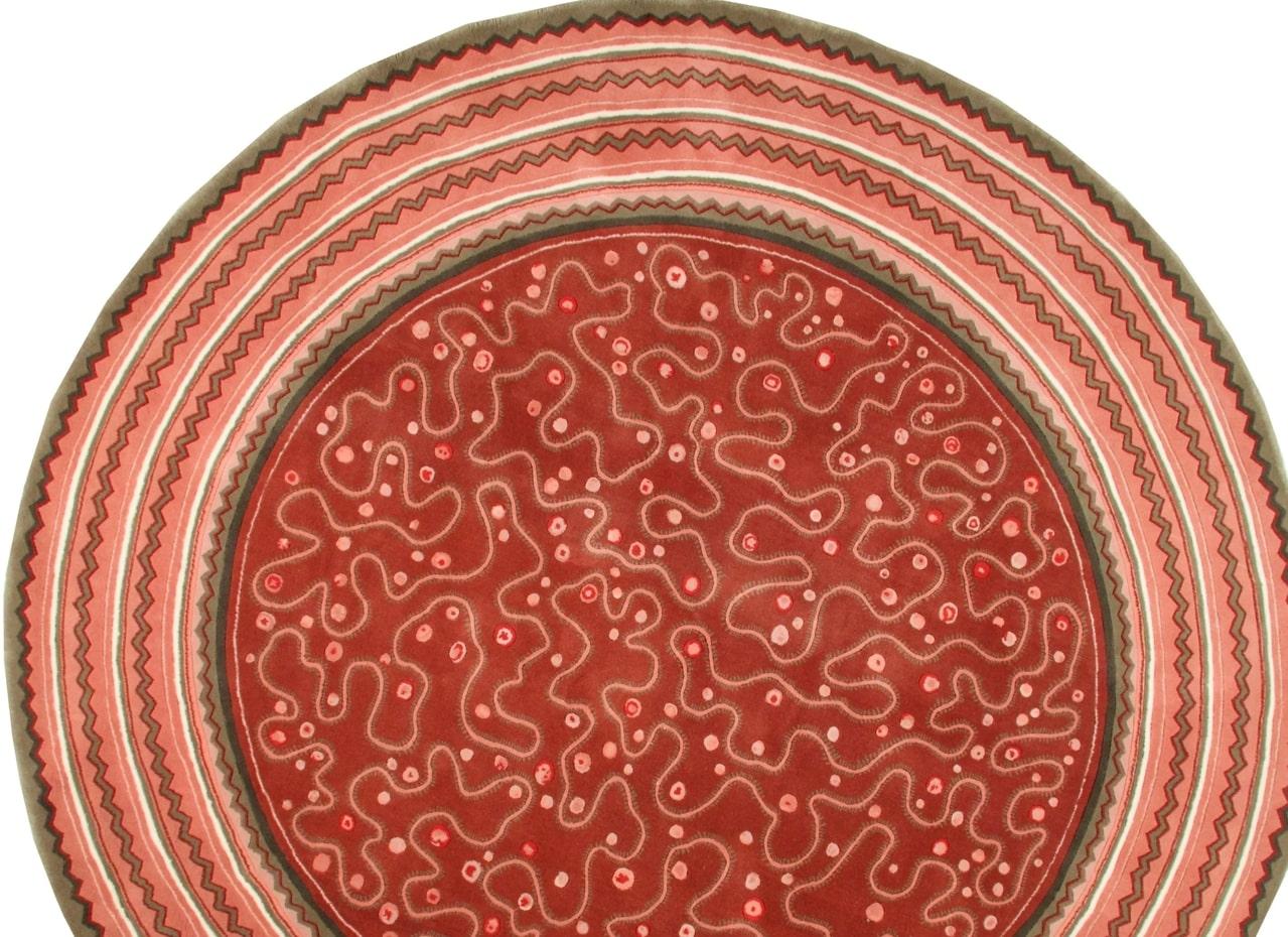 Provincial français VIA COMO 'Sgrizzoli Art Deco' Tapis en laine et soie noué à la main 8'x8' ft RARE en vente