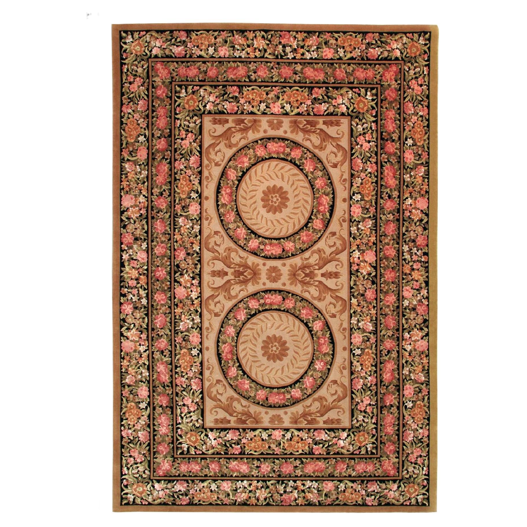 Via Como - 'Suzanni' Hand Knotted 6x9 One of a Kind Rug Carpet Wool Silk Vintage For Sale