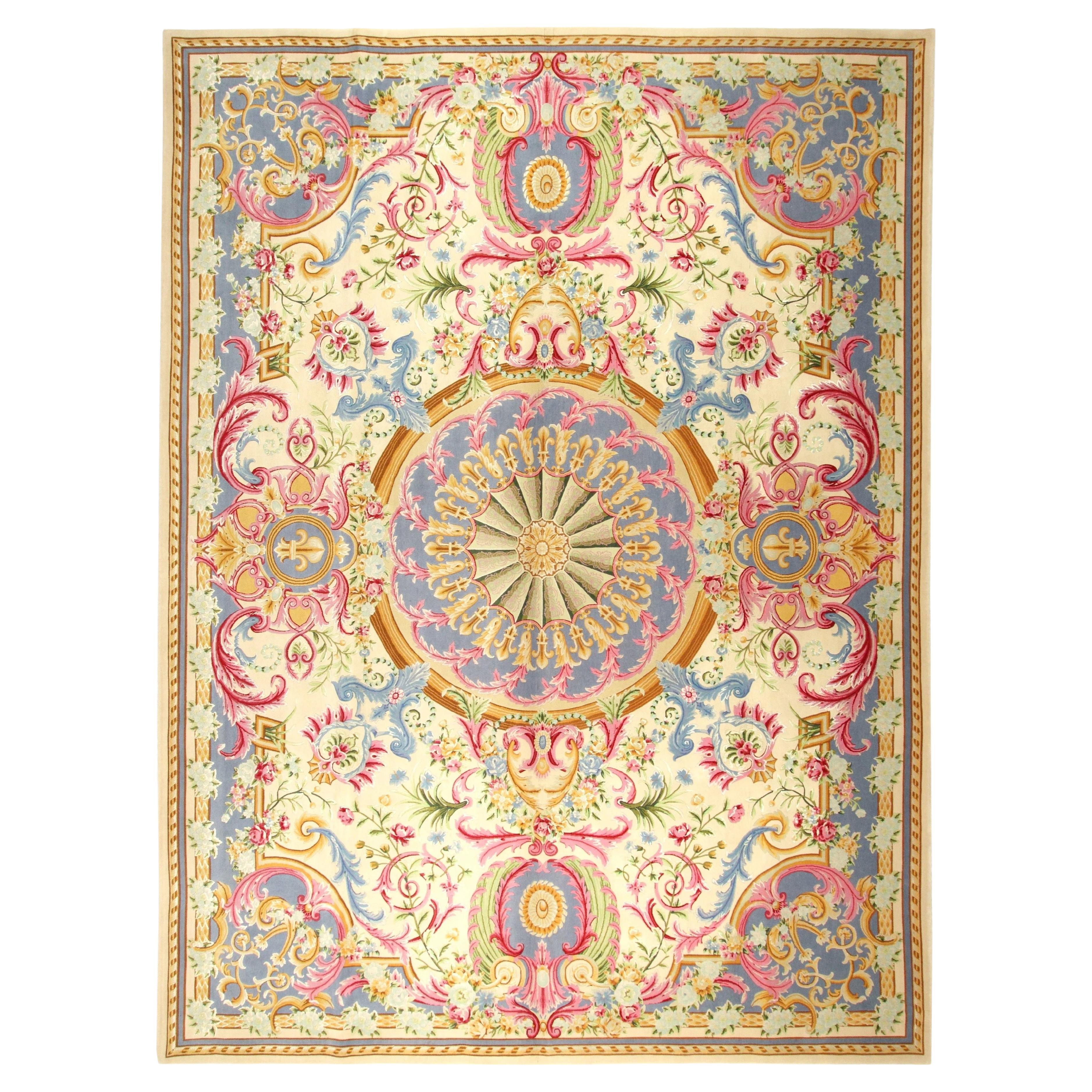 VIA COMO 'Versailles Due' Handgeknüpfter Teppich aus Wolle und Seide 10x13 ft SELTEN im Angebot
