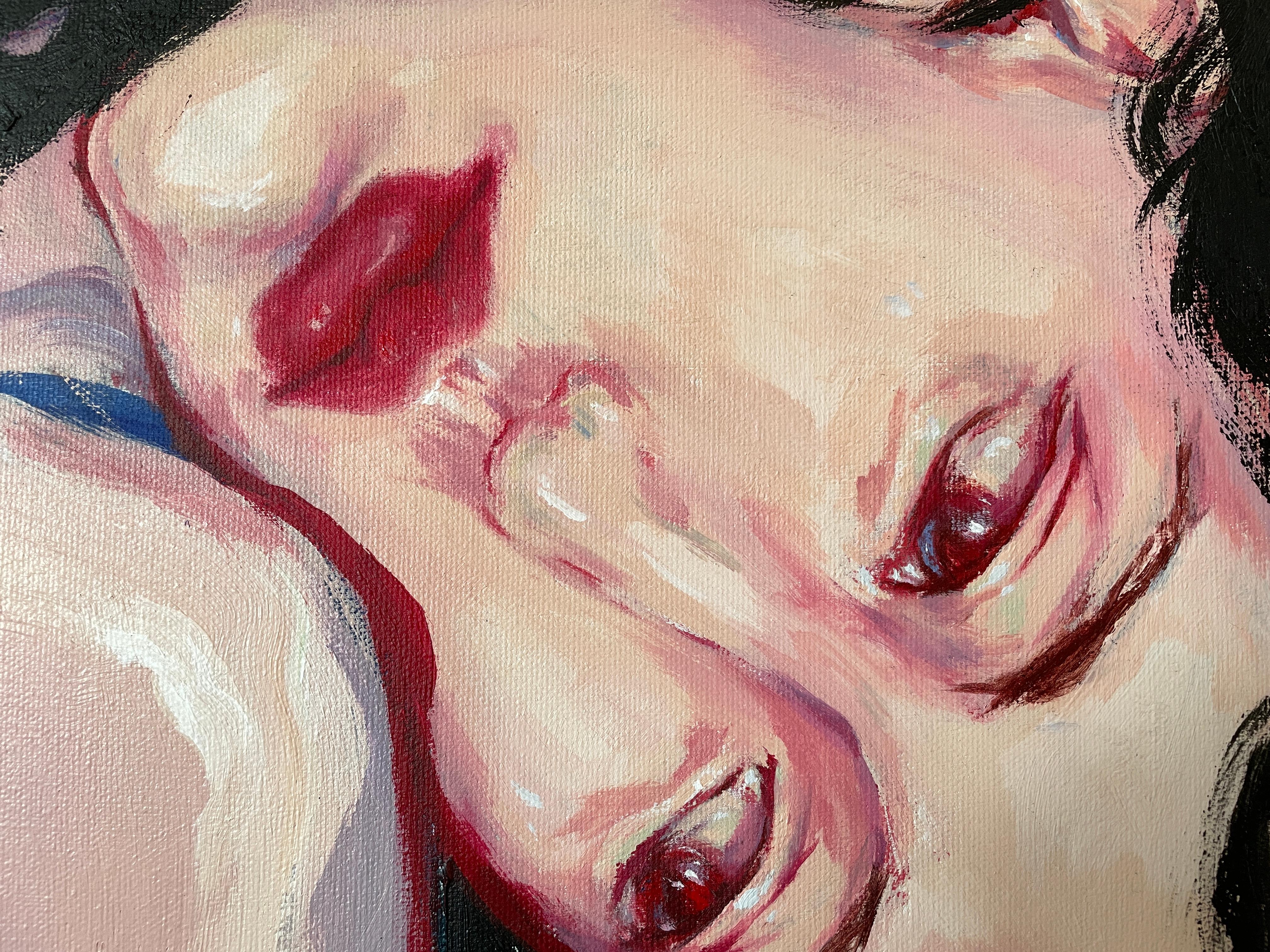'In My Corner' by Via Li - Figurative Woman in Repose - Vibrant Expressionist For Sale 3