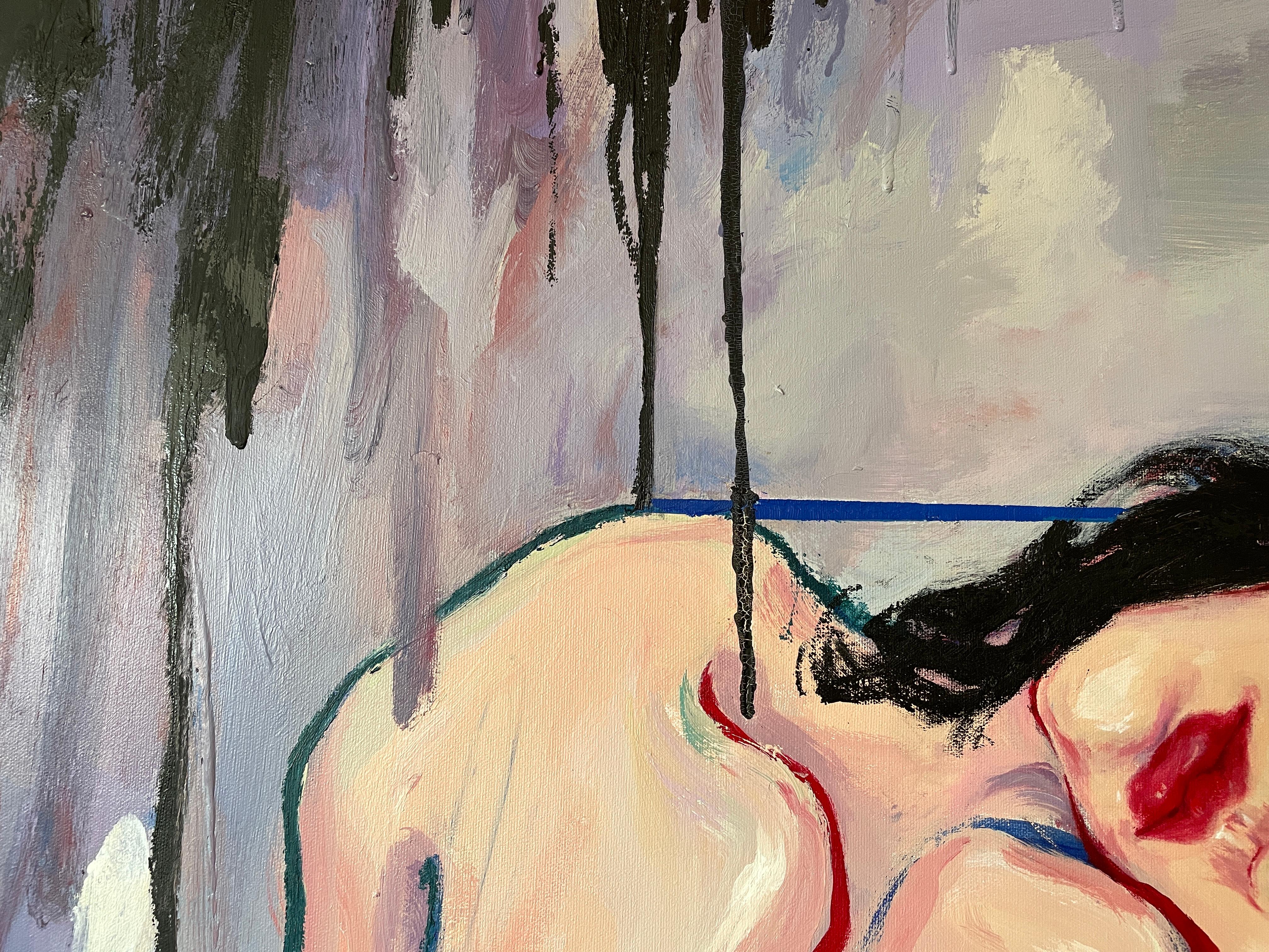 'In My Corner' by Via Li - Figurative Woman in Repose - Vibrant Expressionist For Sale 6