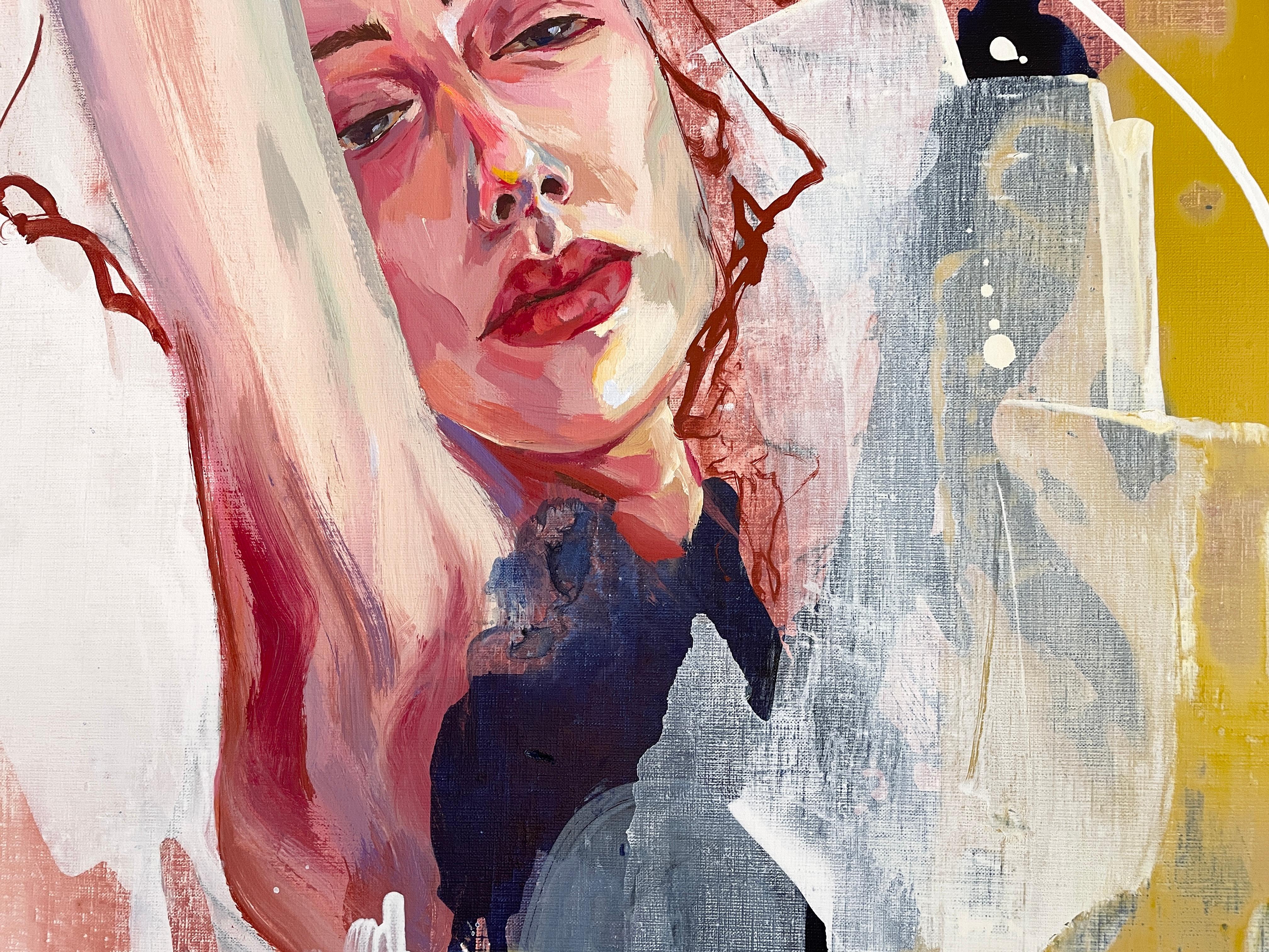 „In the Flow“ von Via Li – Junge Frau im Refektorium – Weiche Rosatöne – Expressionist im Angebot 3