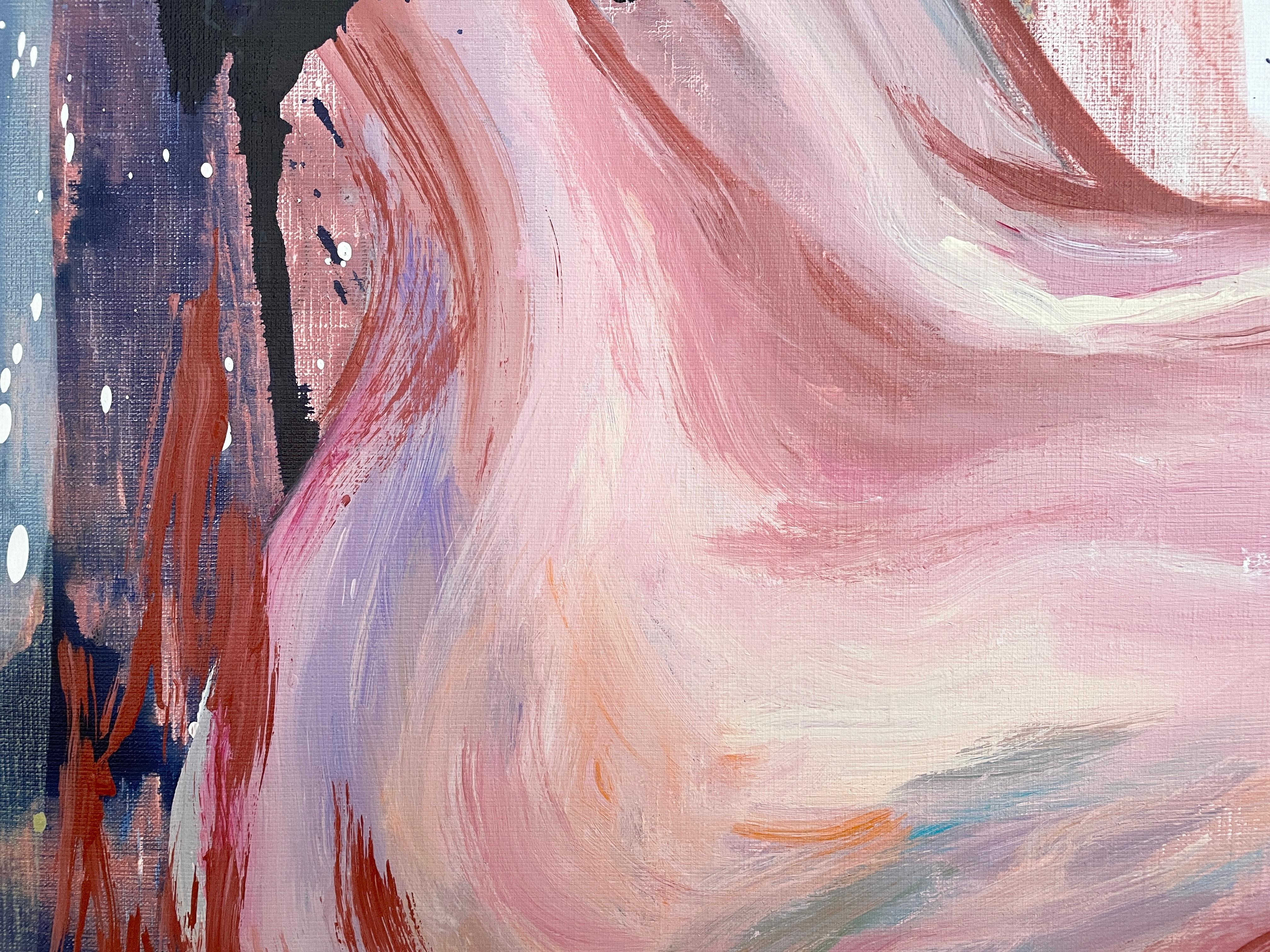 „In the Flow“ von Via Li – Junge Frau im Refektorium – Weiche Rosatöne – Expressionist im Angebot 6