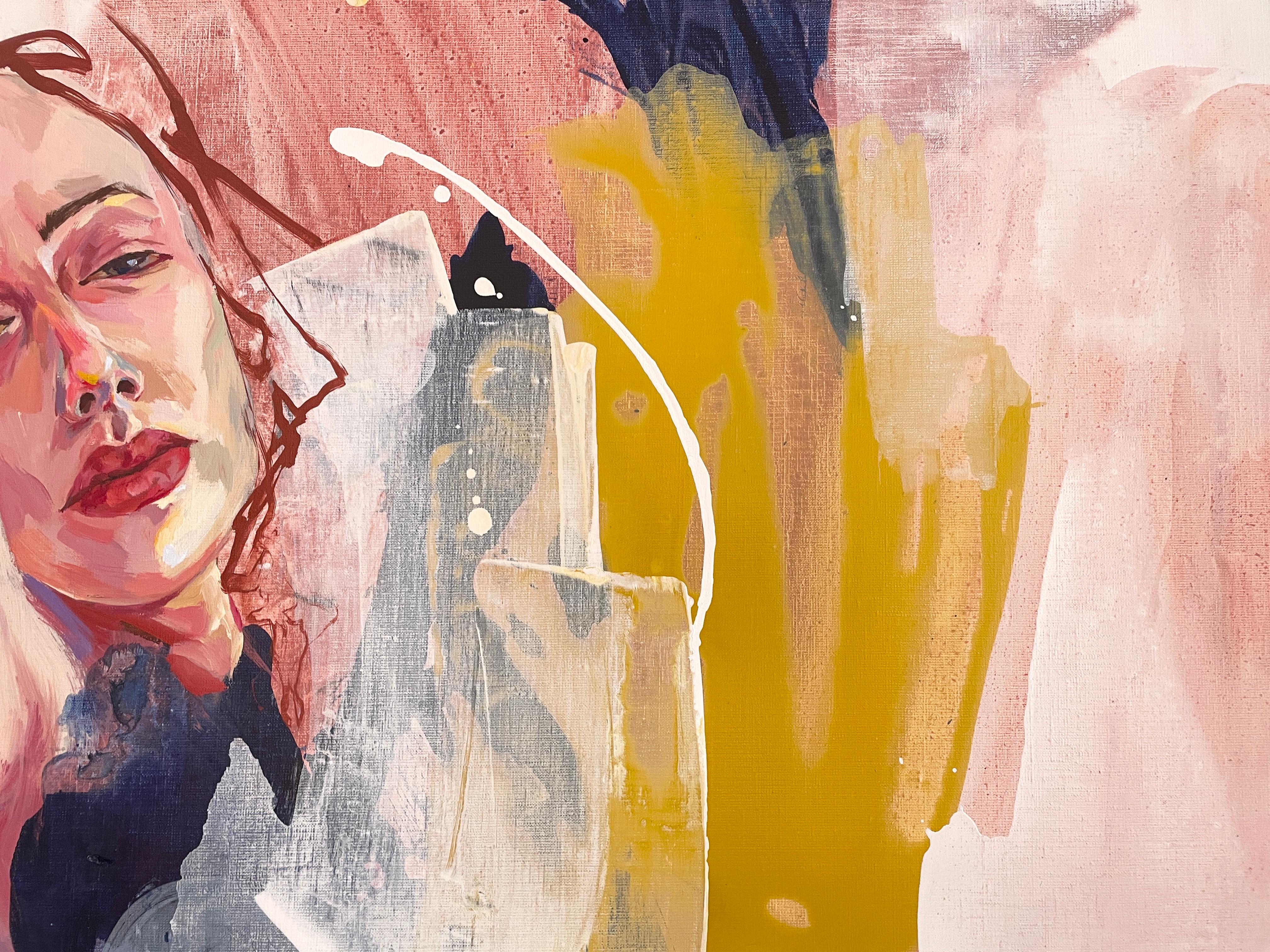 „In the Flow“ von Via Li – Junge Frau im Refektorium – Weiche Rosatöne – Expressionist im Angebot 7